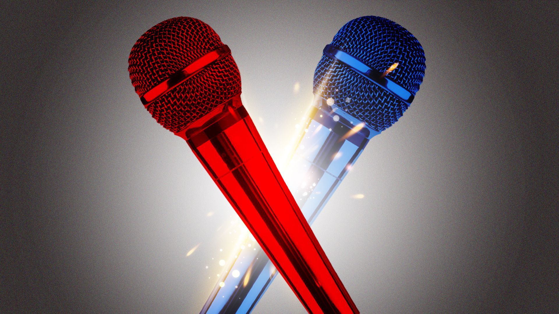 Illustration of two microphones striking eachother