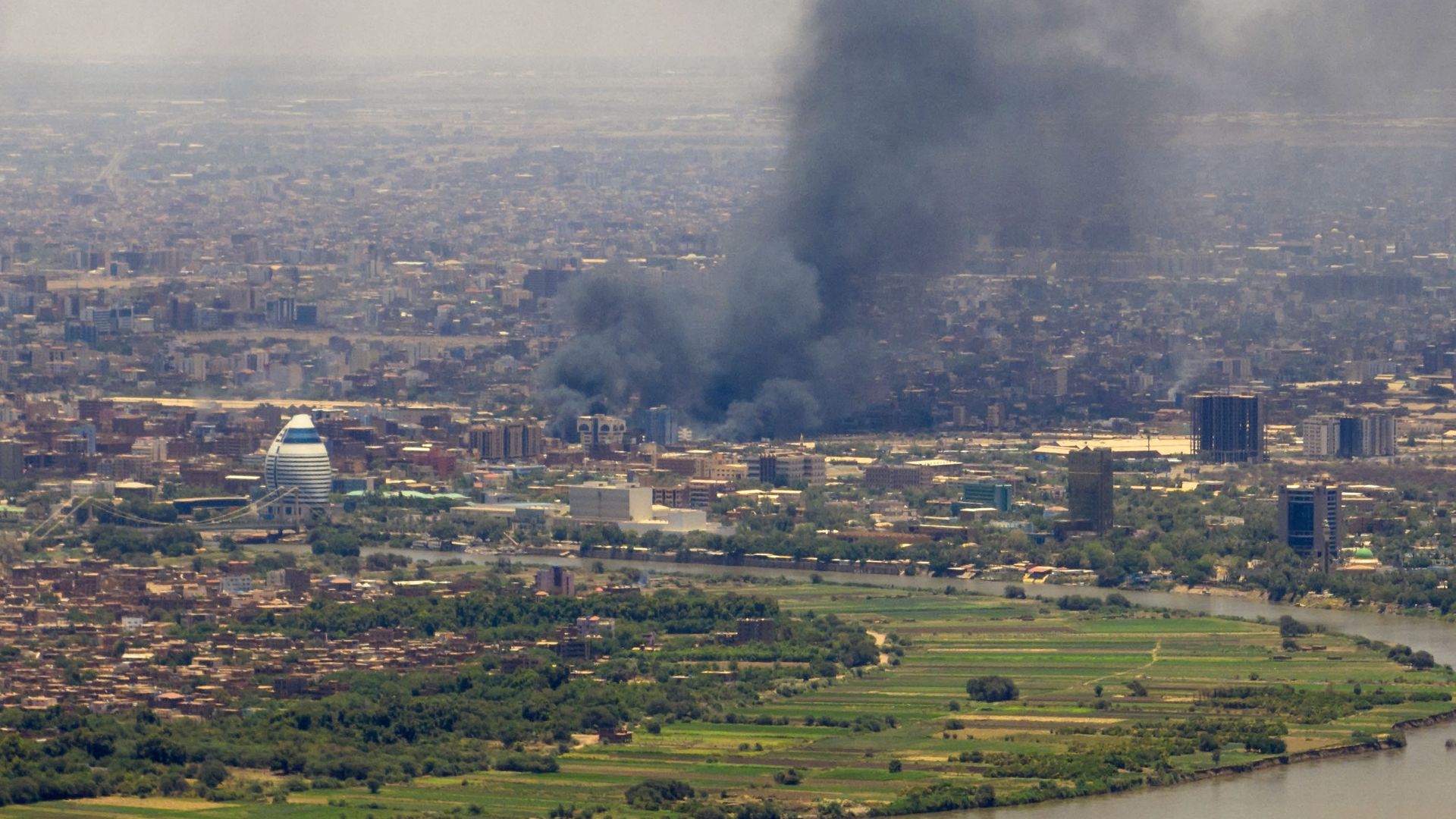Smoke billows during fighting in the Sudanese capital Khartoum, on May 3, 2023. 