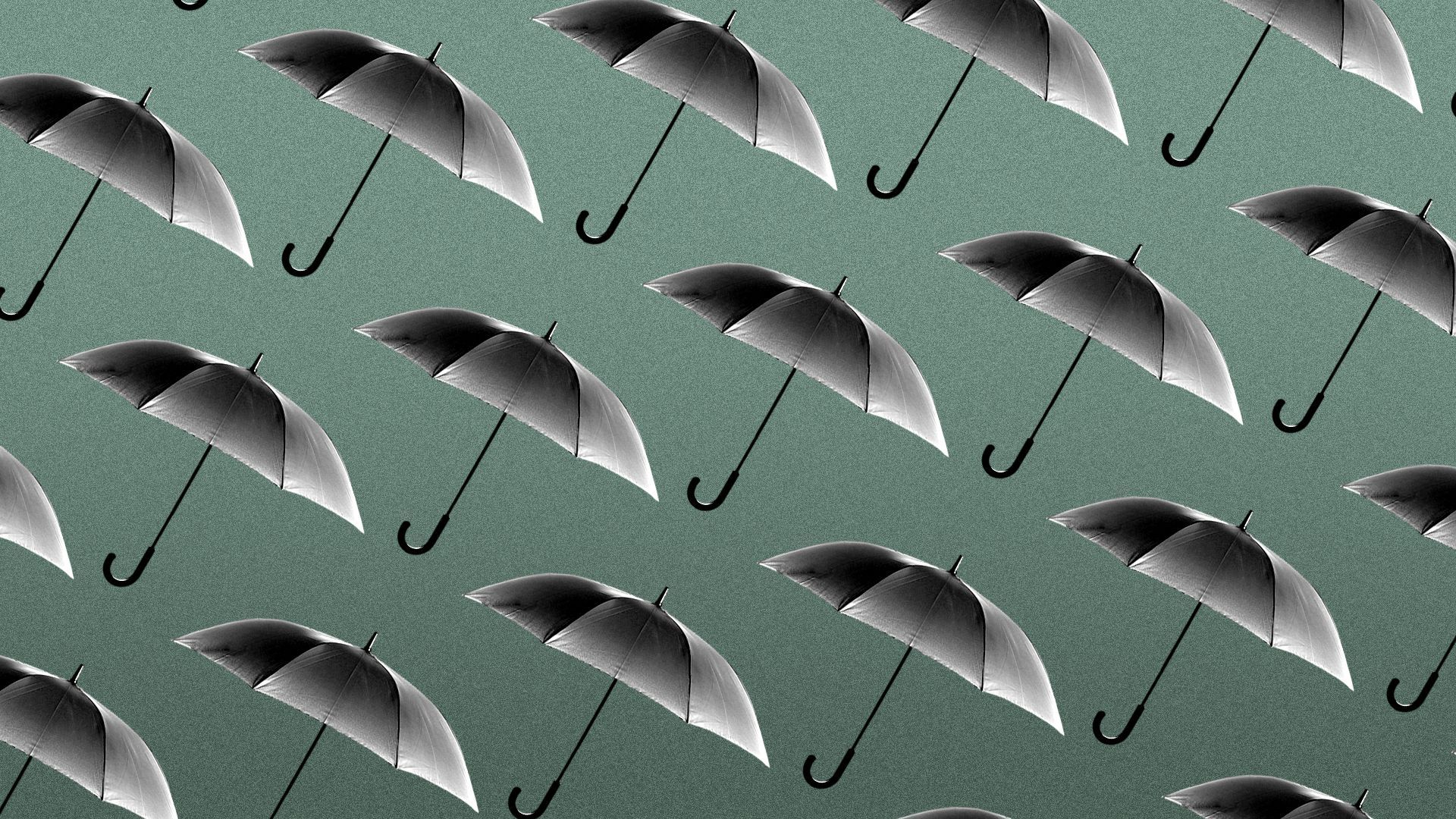 Illustration of a pattern of umbrellas. 