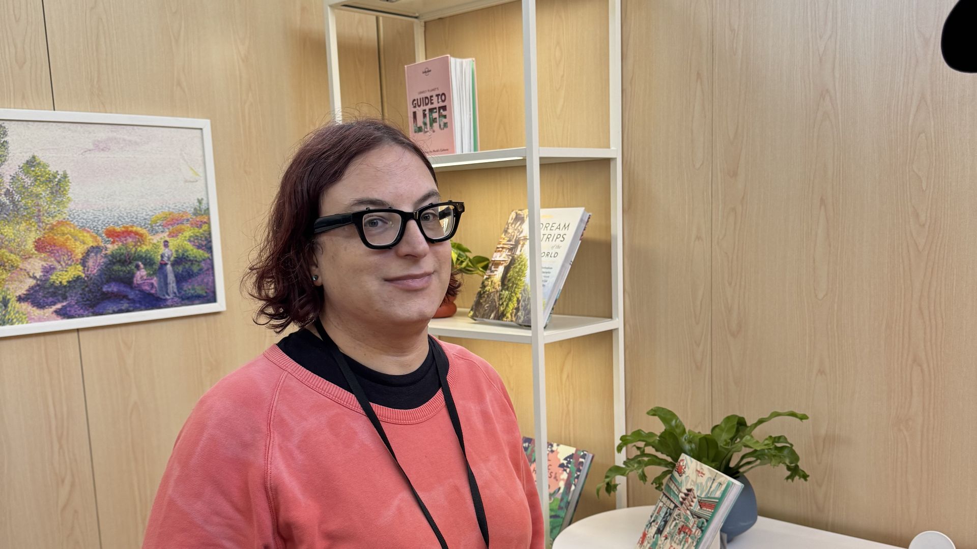 Axios' Ina Fried tries out prototype Android XR glasses at Google I/0 2025.