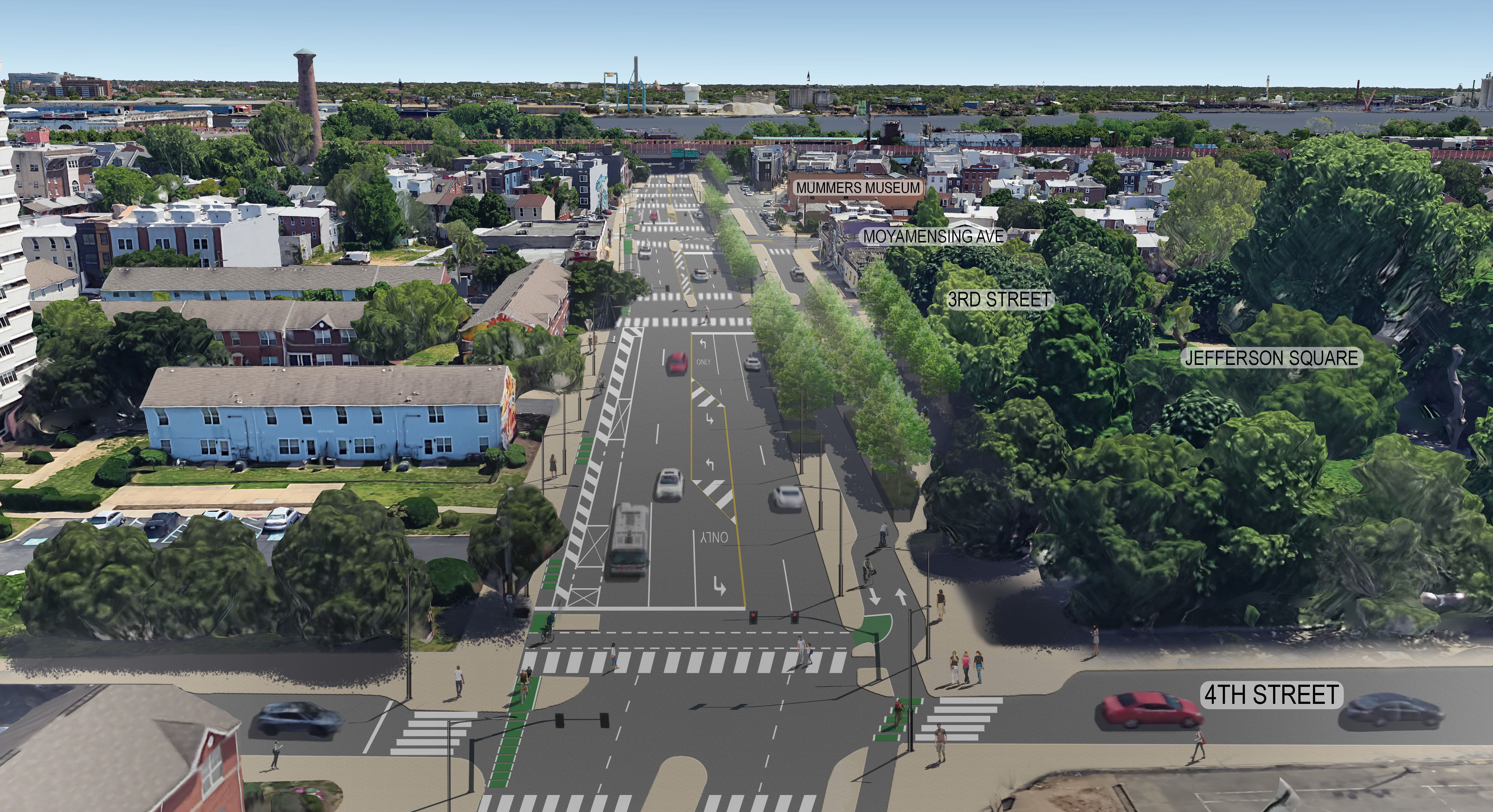 A birds-eye view of the roadway improvements along Washington Avenue