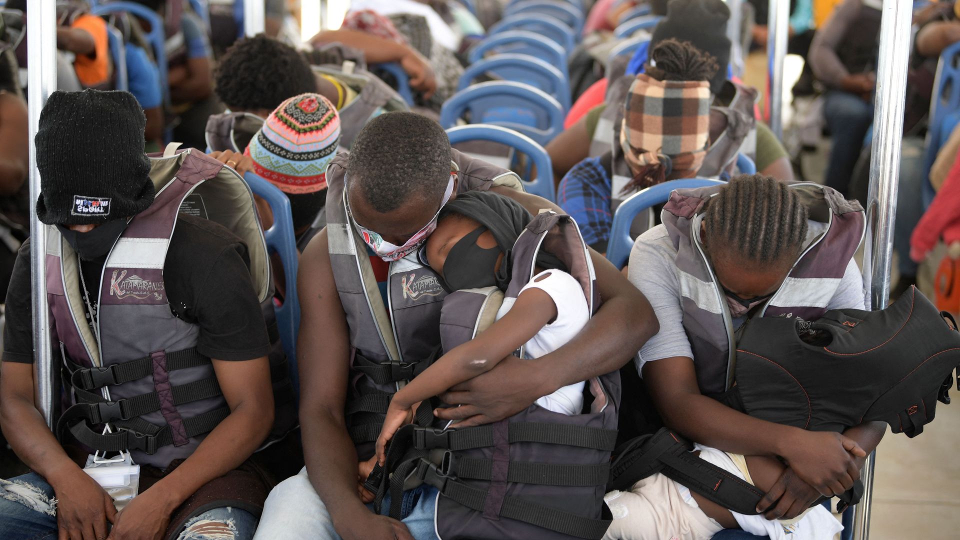 Haitian migrants on a boat to Panama