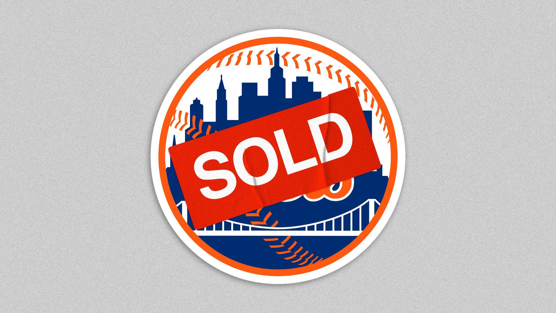 Illustration of the Mets logo with a sold sticker on top.