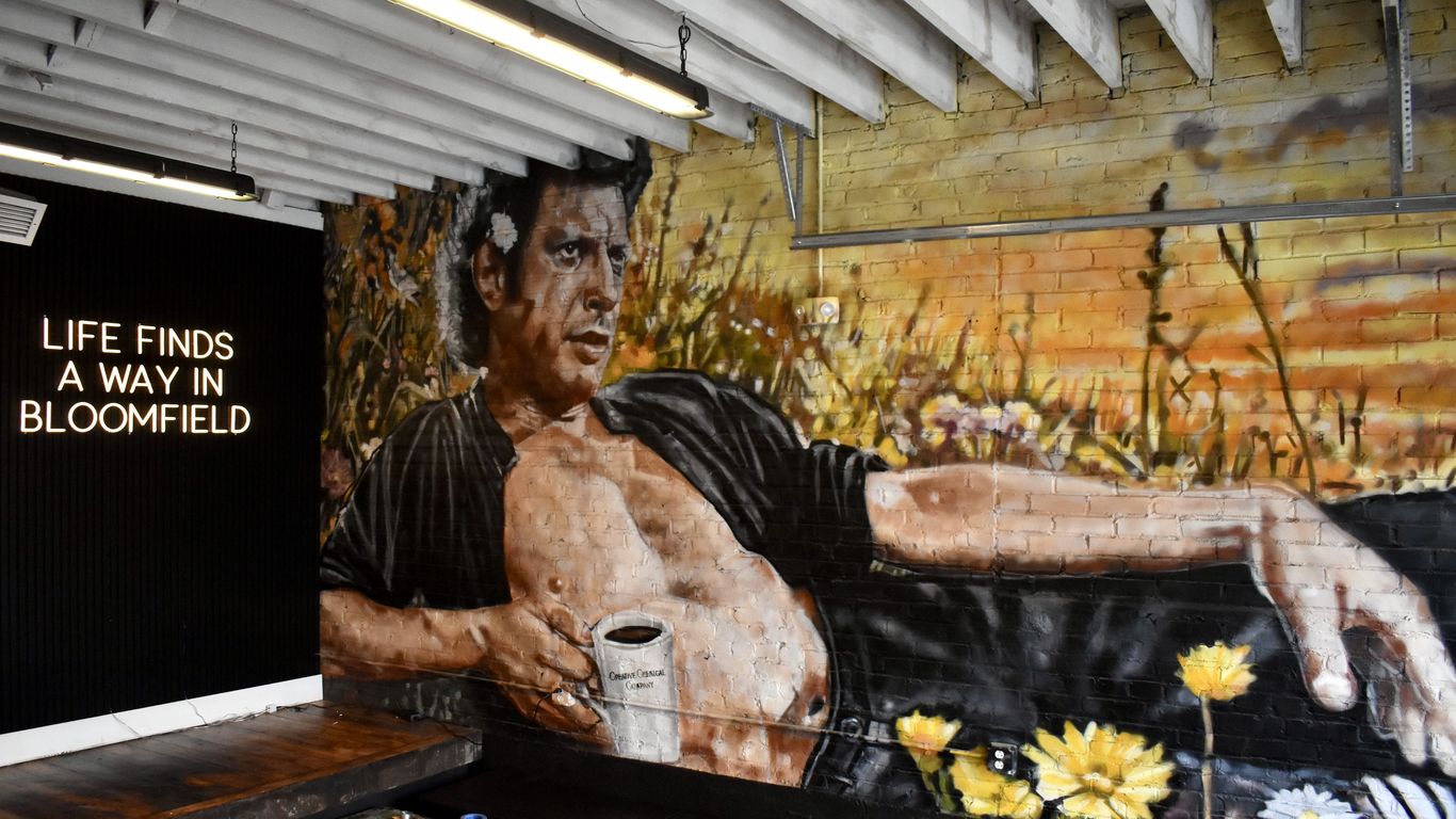 A shirtless Jeff Goldblum greets you at Pittsburgh's newest coworking cafe