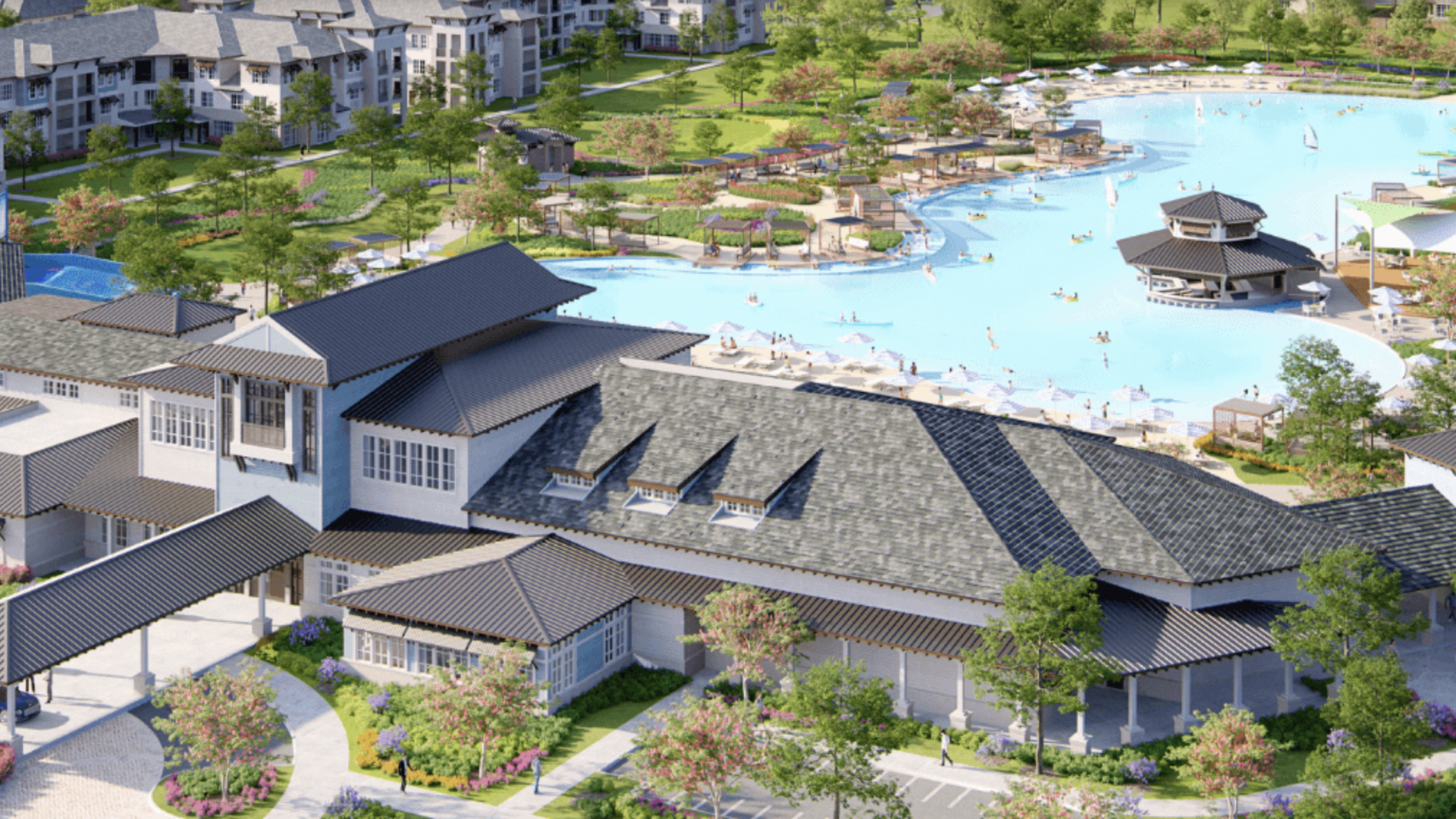 A rendering of a Megatel Homes lagoon community.