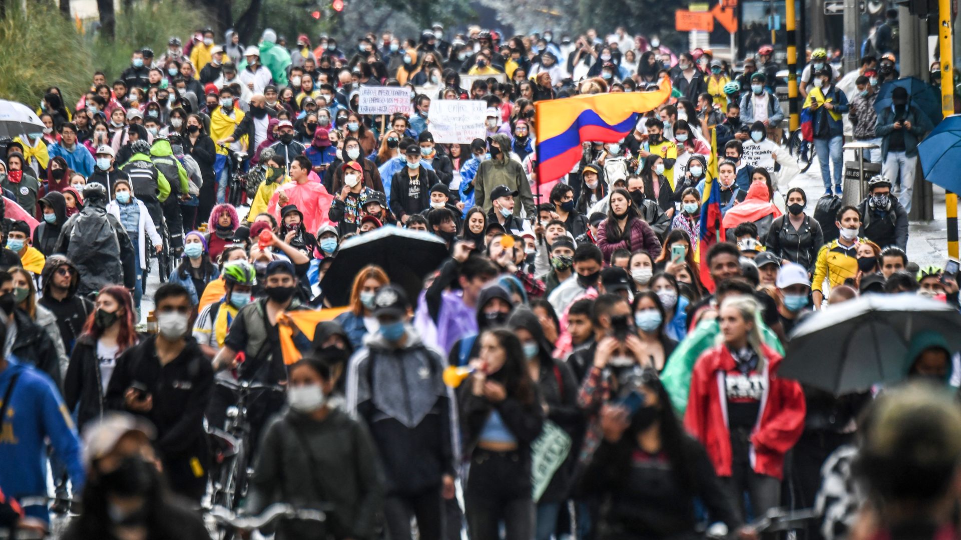 Demonstrators in Bogota on Tuesday.