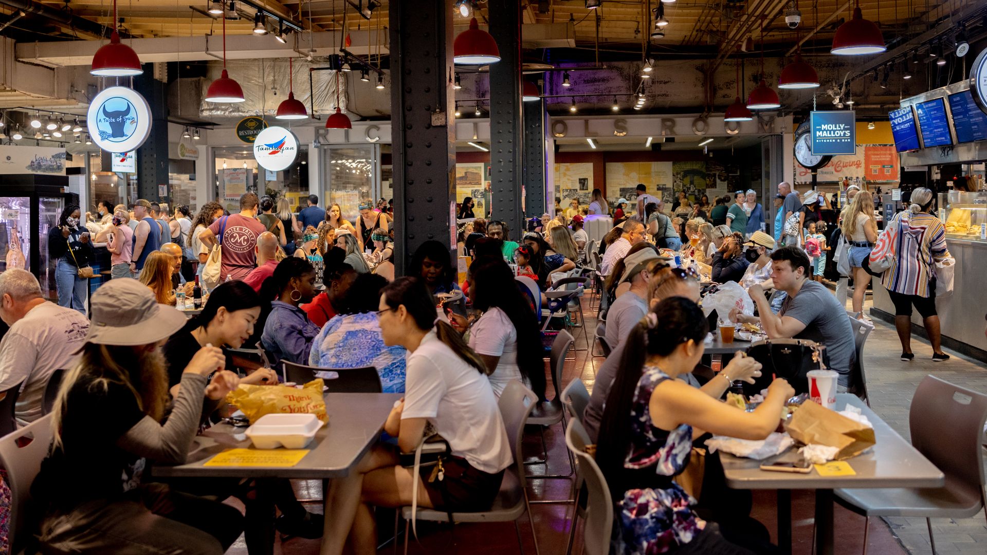 Customers dine indoors at Reading Terminal Market