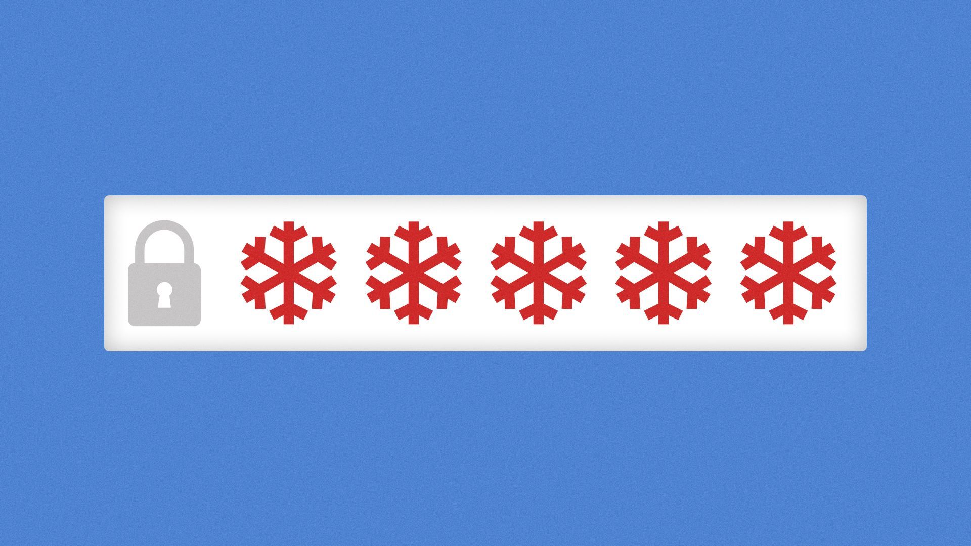 Illustration of a password formed from snowflake symbols instead of asterisks.