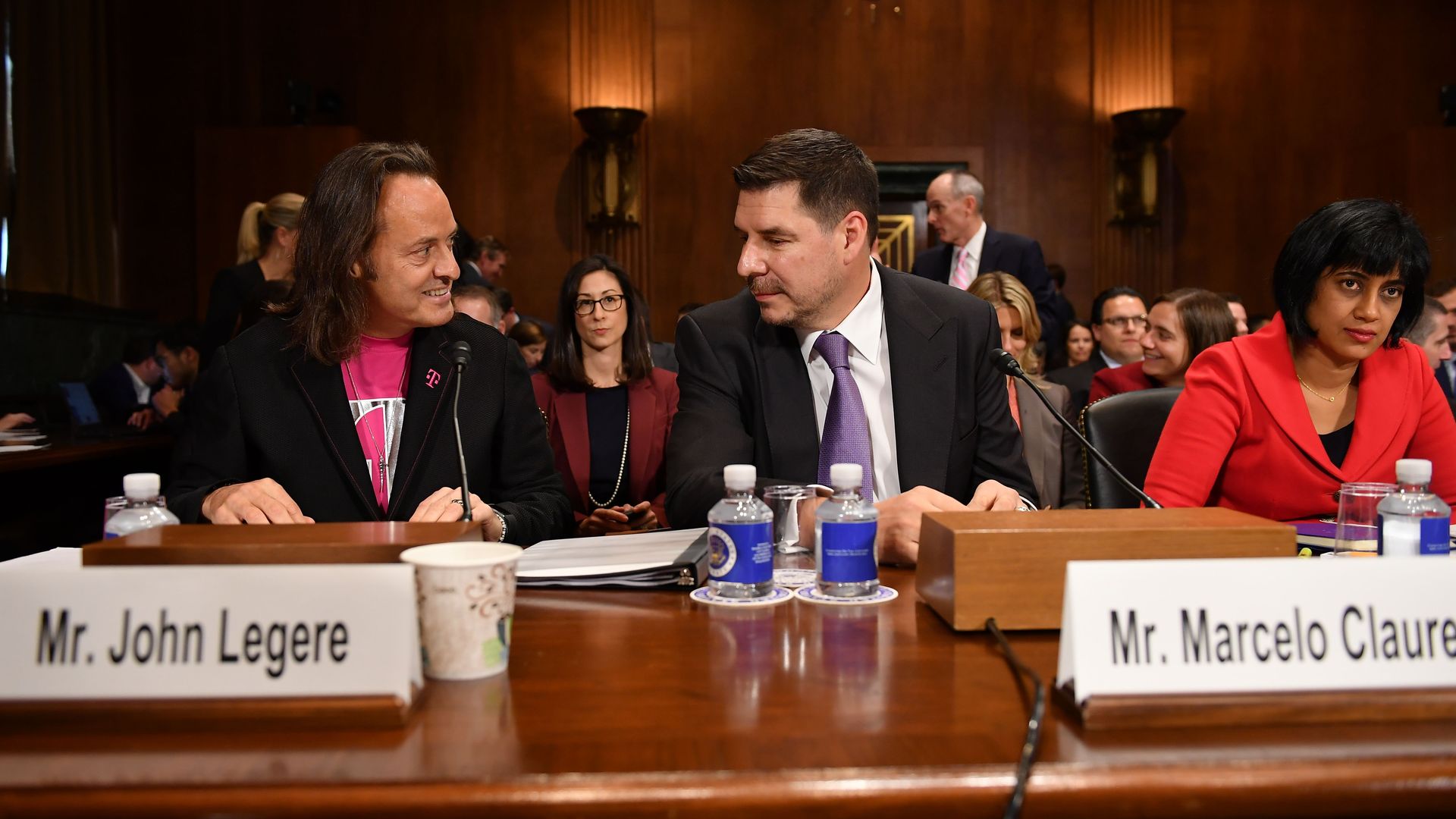 T-Mobile CEO John Legere and Sprint Executive Chairman Marcelo Claure at a witness table