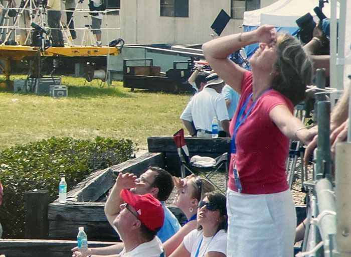Sharon Houston and Laura at Discovery space shuttle launch in 2005