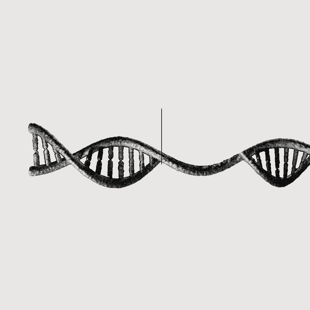 Illustration of a DNA strand with a blinking cursor adding to it