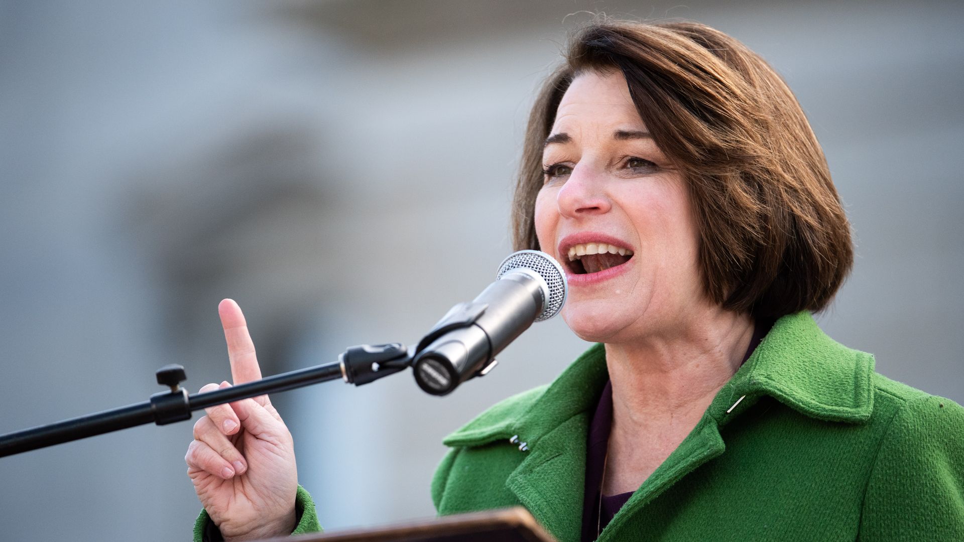 Democratic presidential candidate Sen. Amy Klobuchar (D-MN) addresses the crowd during the King Day at the Dome rally on January 20