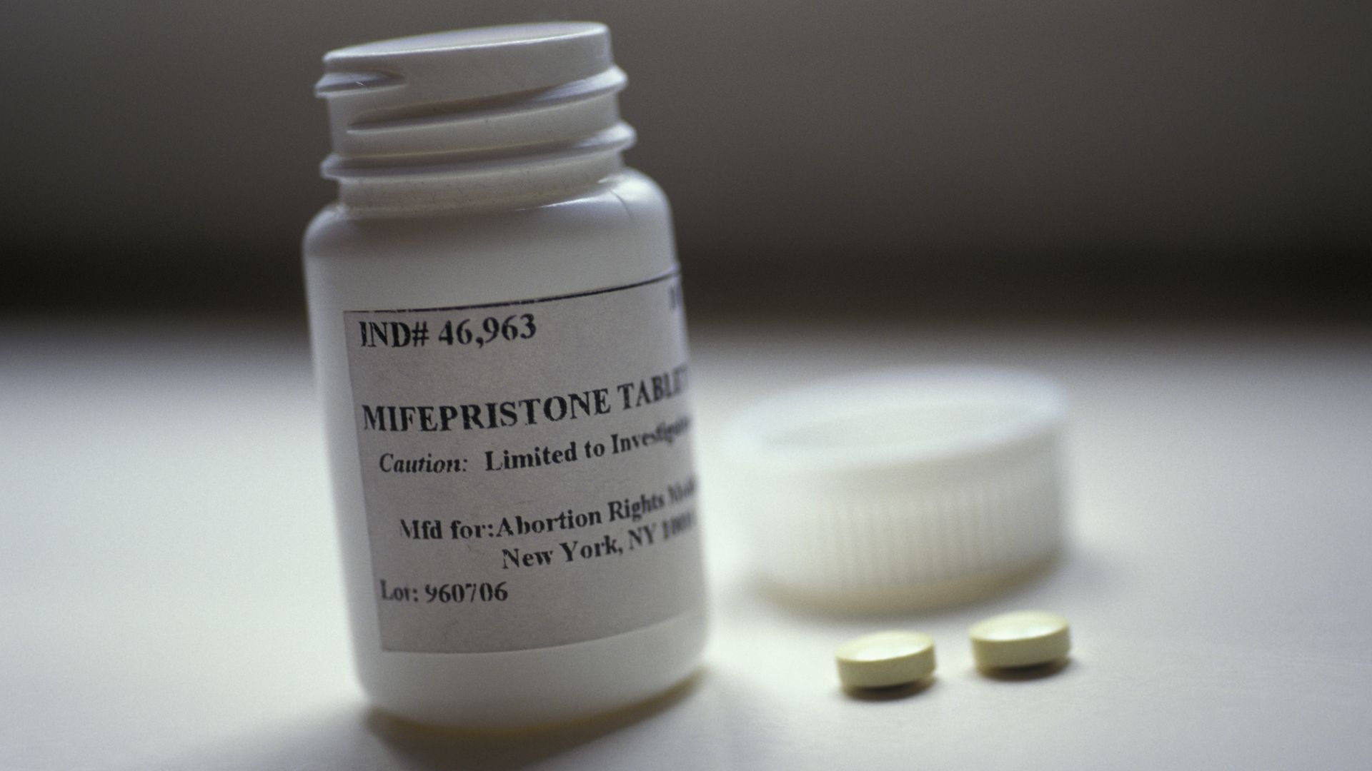 Picture of a mifepristone bottle