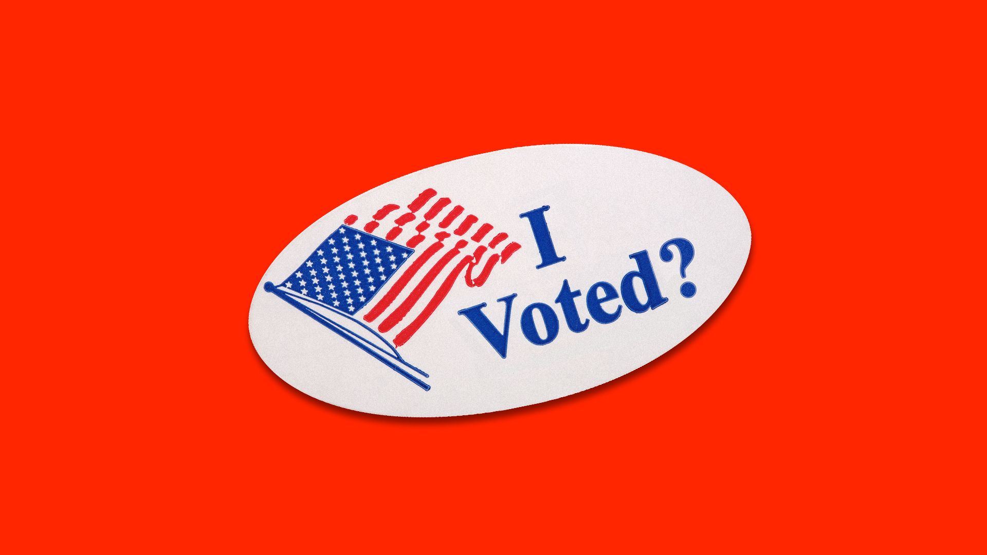 Illustration of an I Voted sticker with a question mark at the end, "I Voted?"