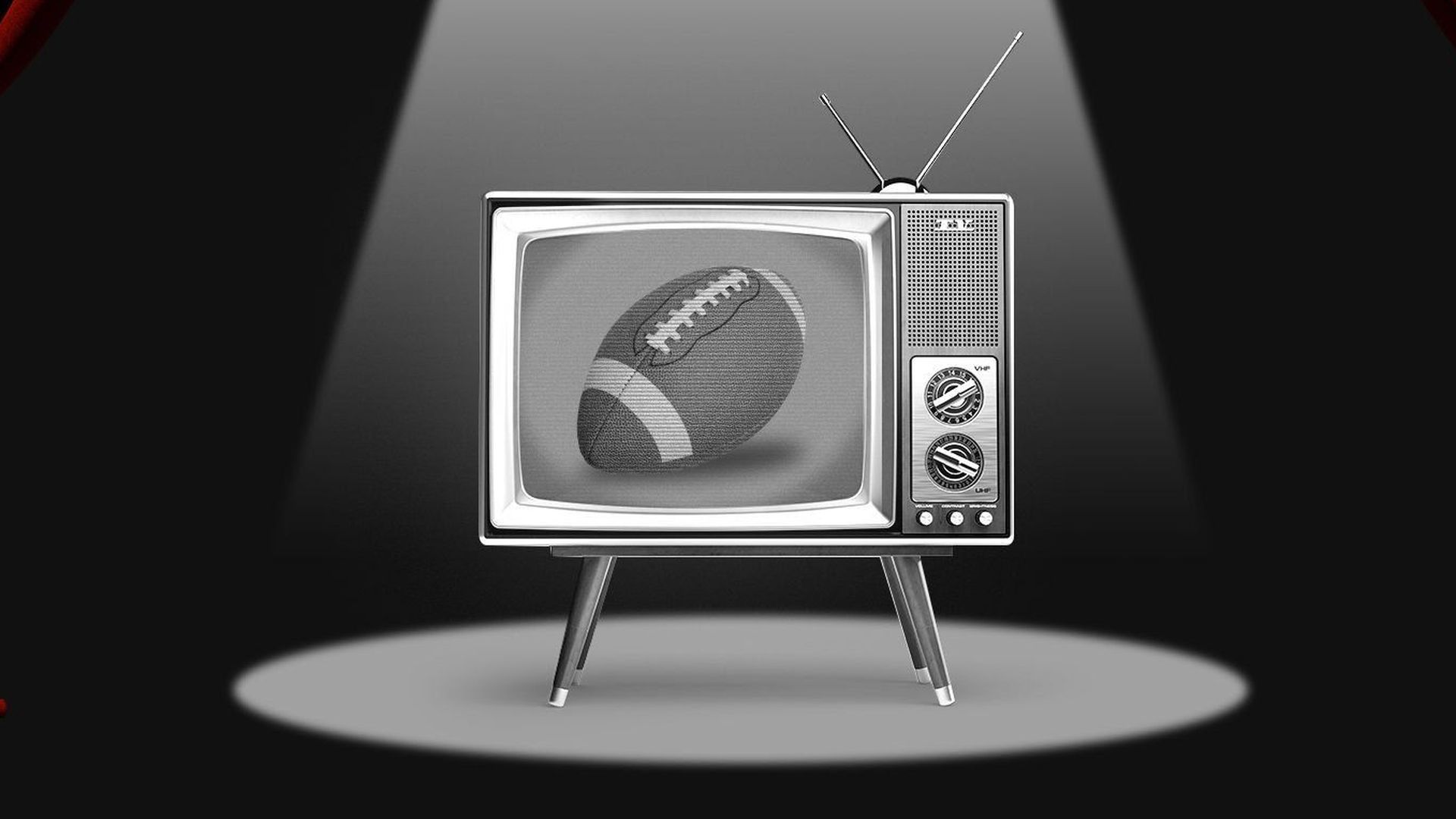 Illustration of football on TV screen
