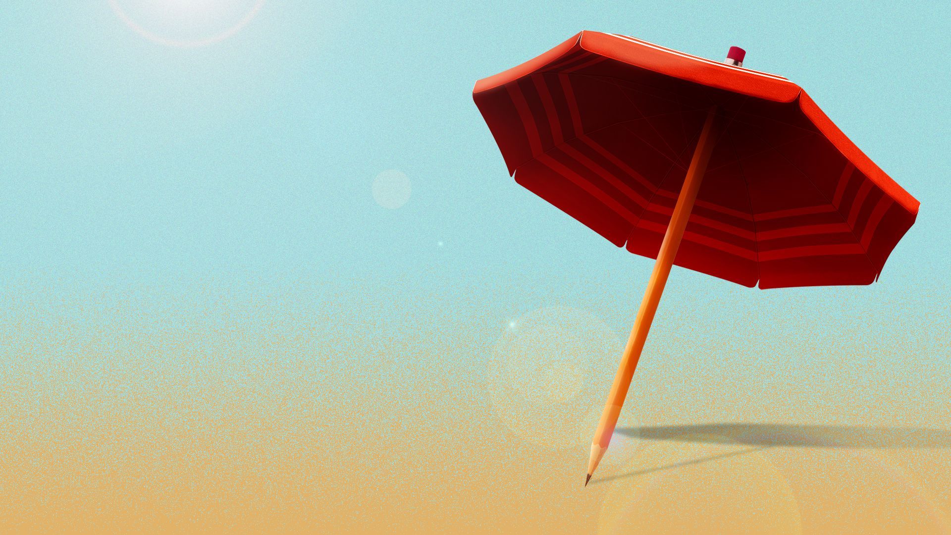 Illustration of a beach umbrella with a pencil for the handle.