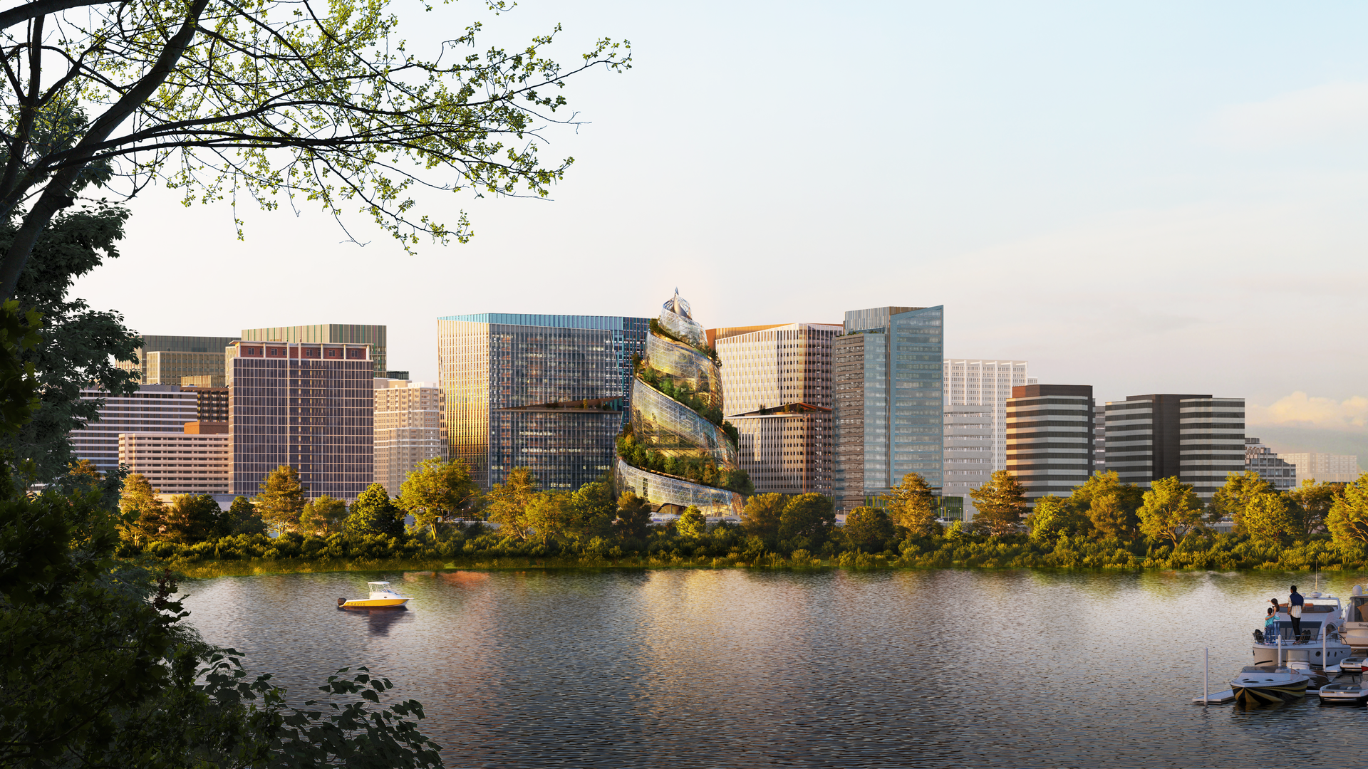 Picture of the design for the second Amazon headquarters located in Virginia