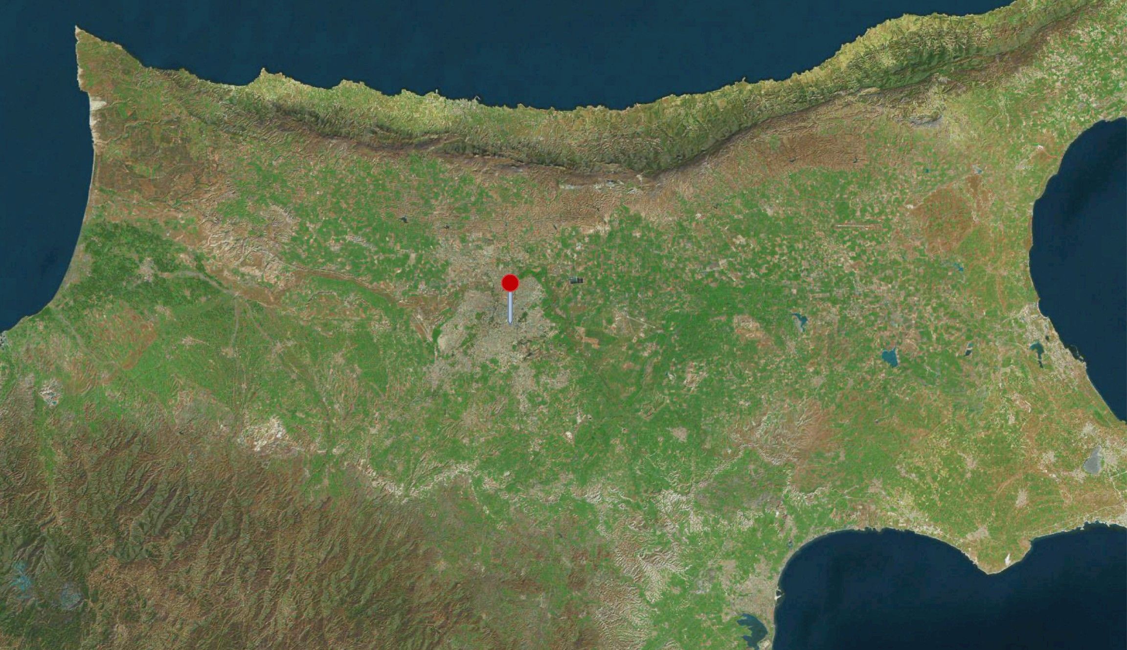 Satellite view of country