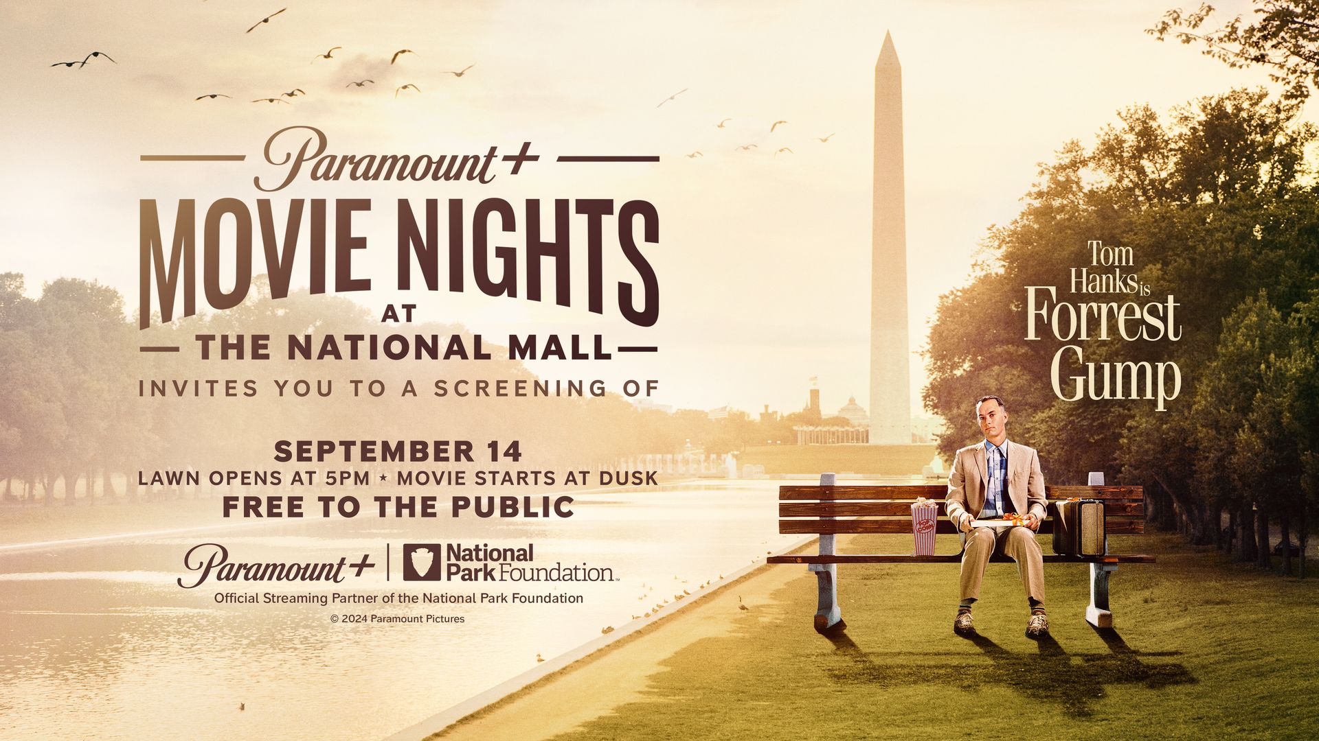 A poster advertising a movie night, featuring the character Forrest Gump.