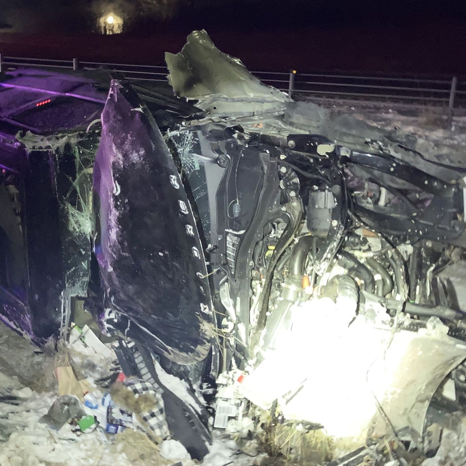 A photo of Hennepin County Sheriff David Hutchinson's government-owned SUV rolled on I-94.