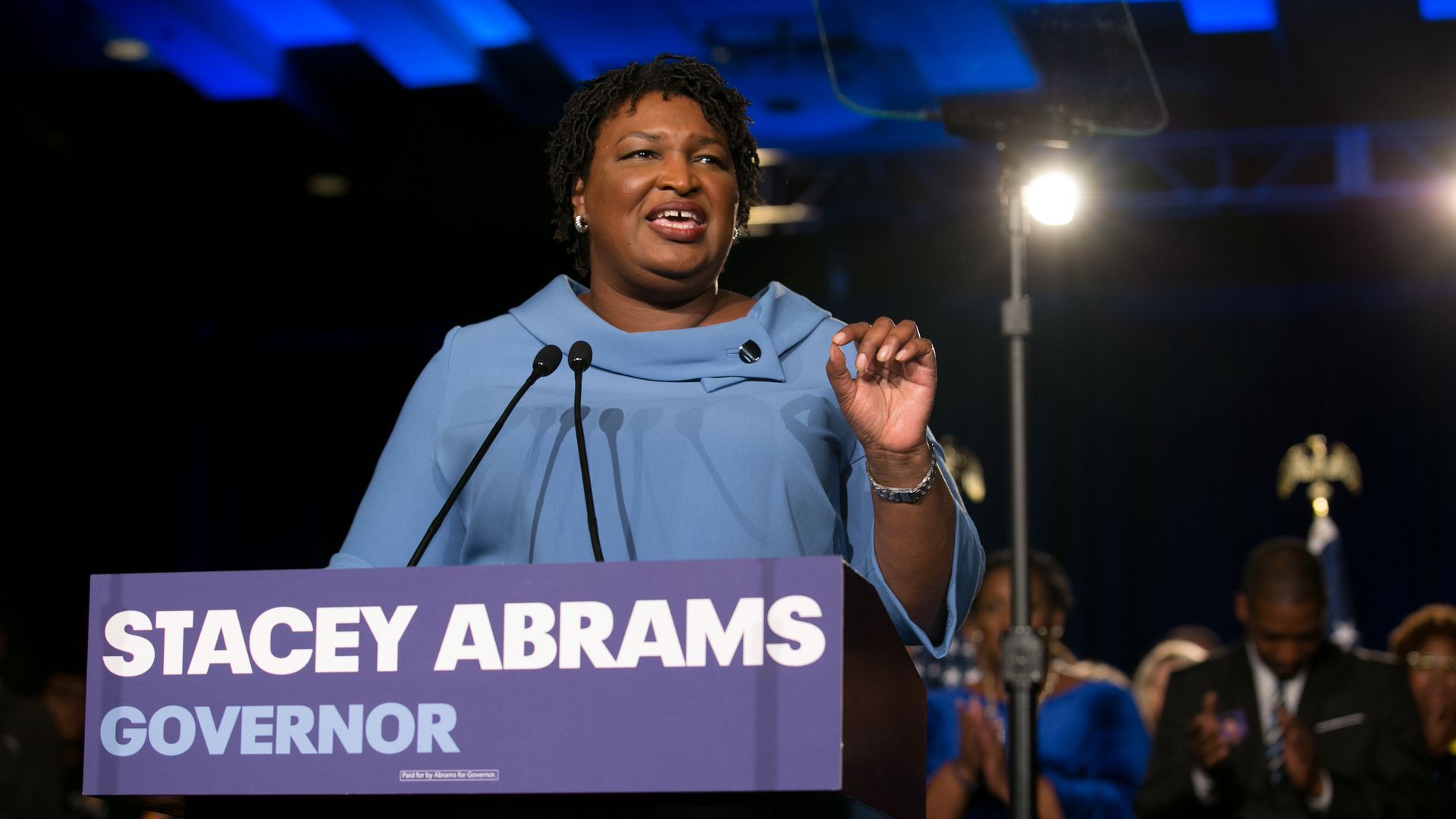 Stacey Abrams gives a speech