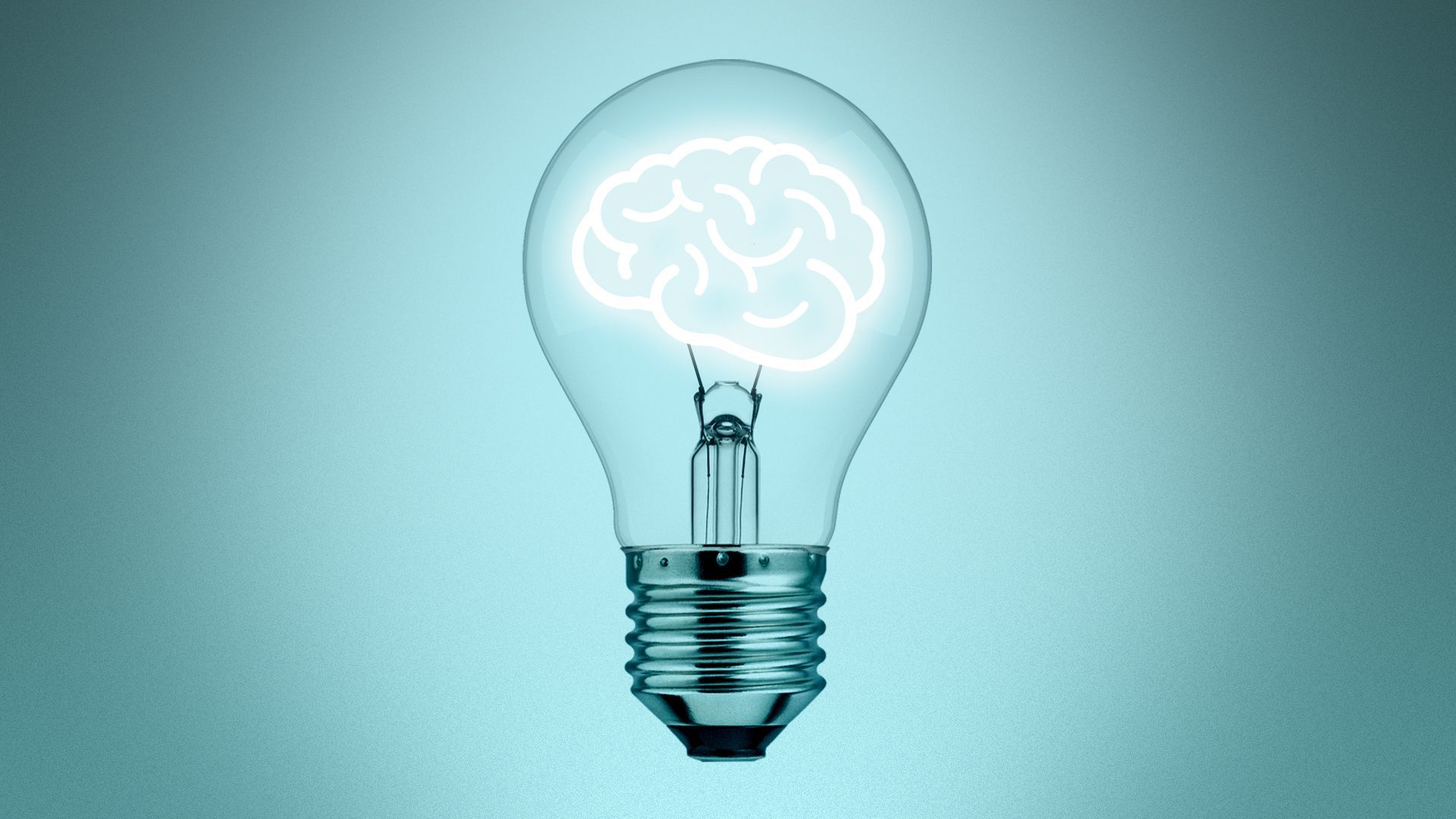 Illustration of a lightbulb with a brain-shaped filament 
