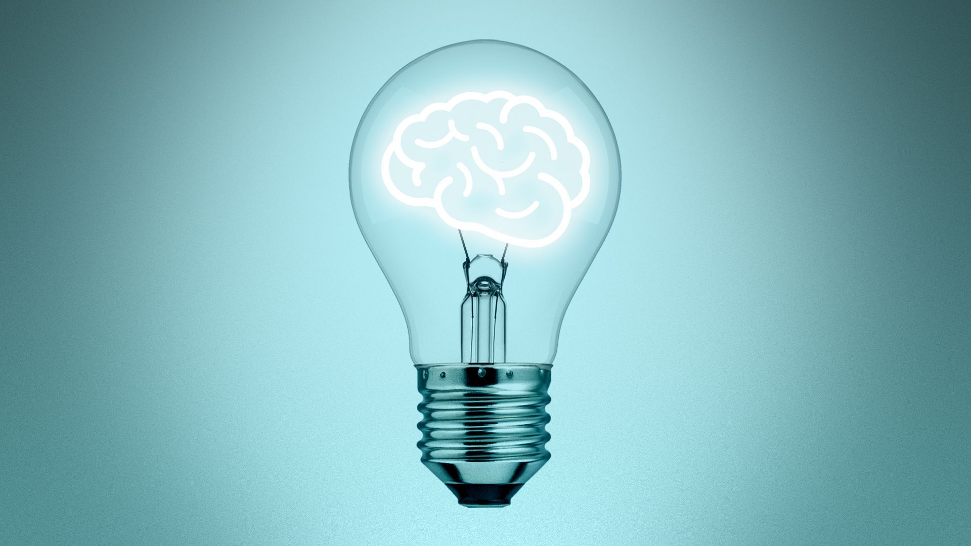 Illustration of a lightbulb with a brain-shaped filament