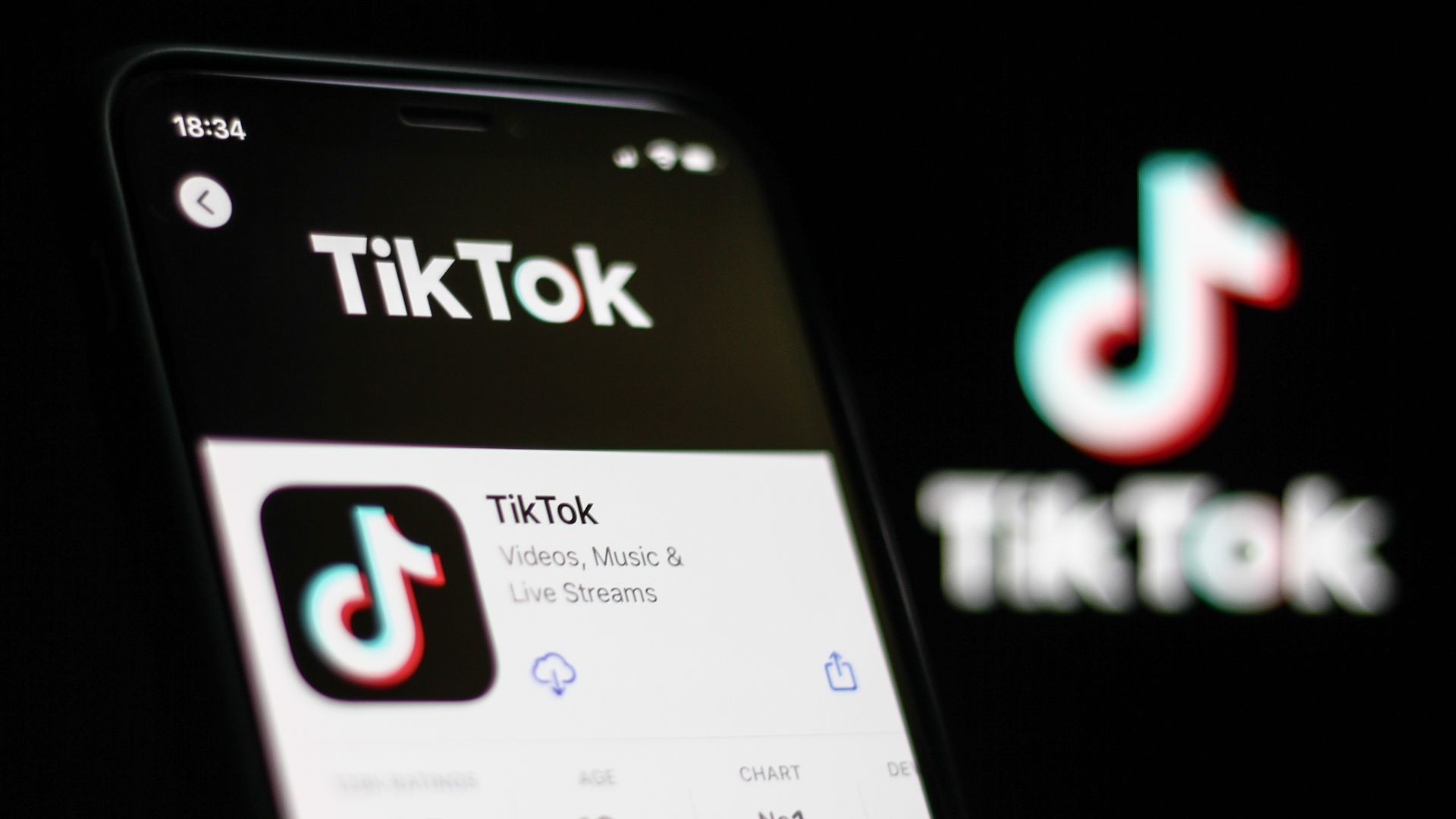 Photo of a phone displaying the TikTok app on Apple's App Store