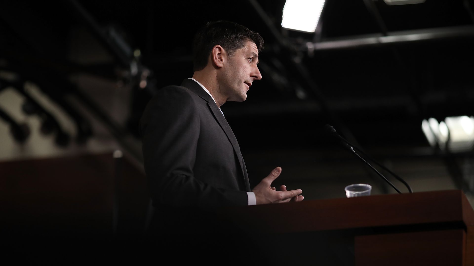 Paul Ryan speaks at a podium.