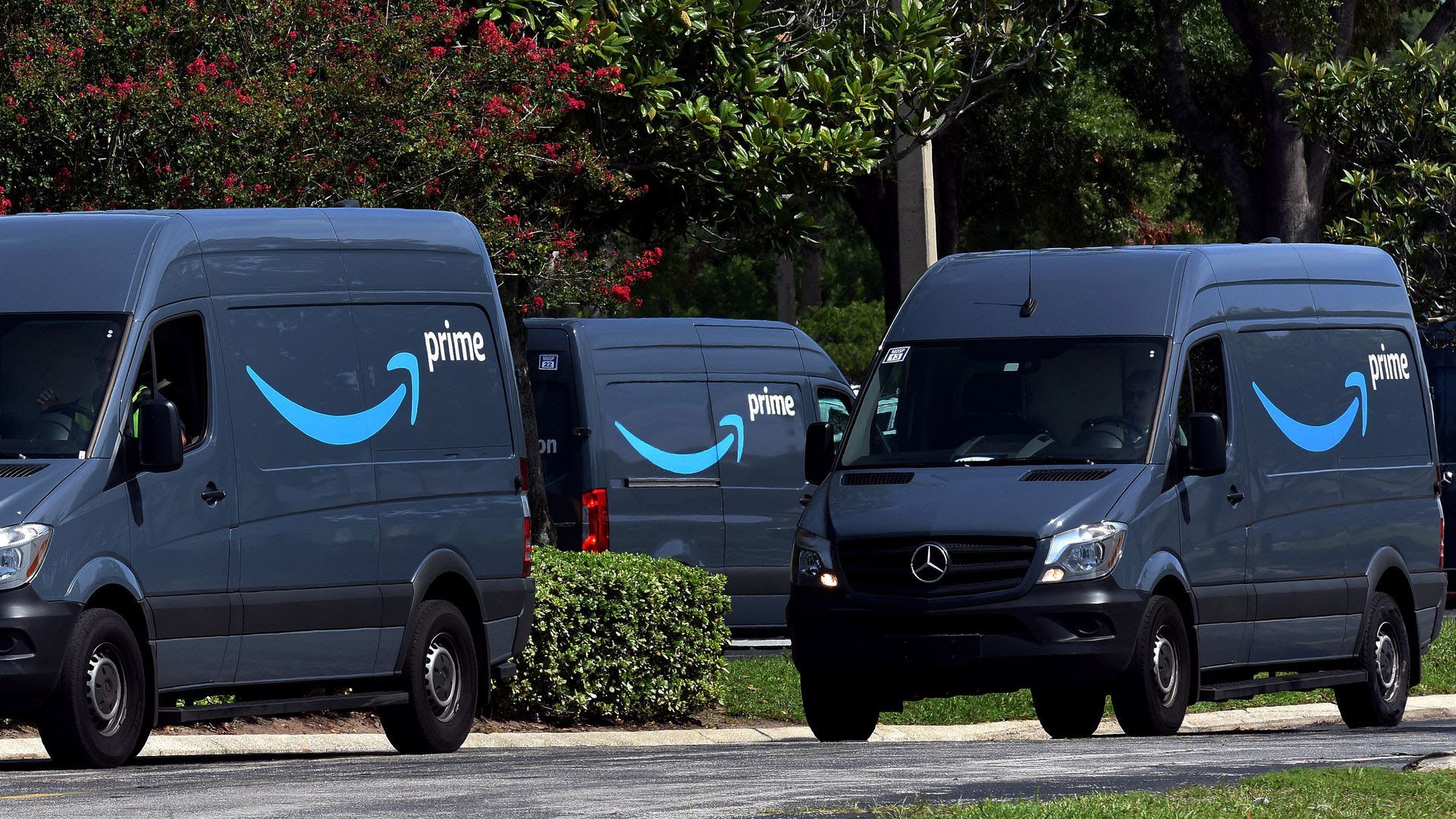 Amazon delivery vehicles. 