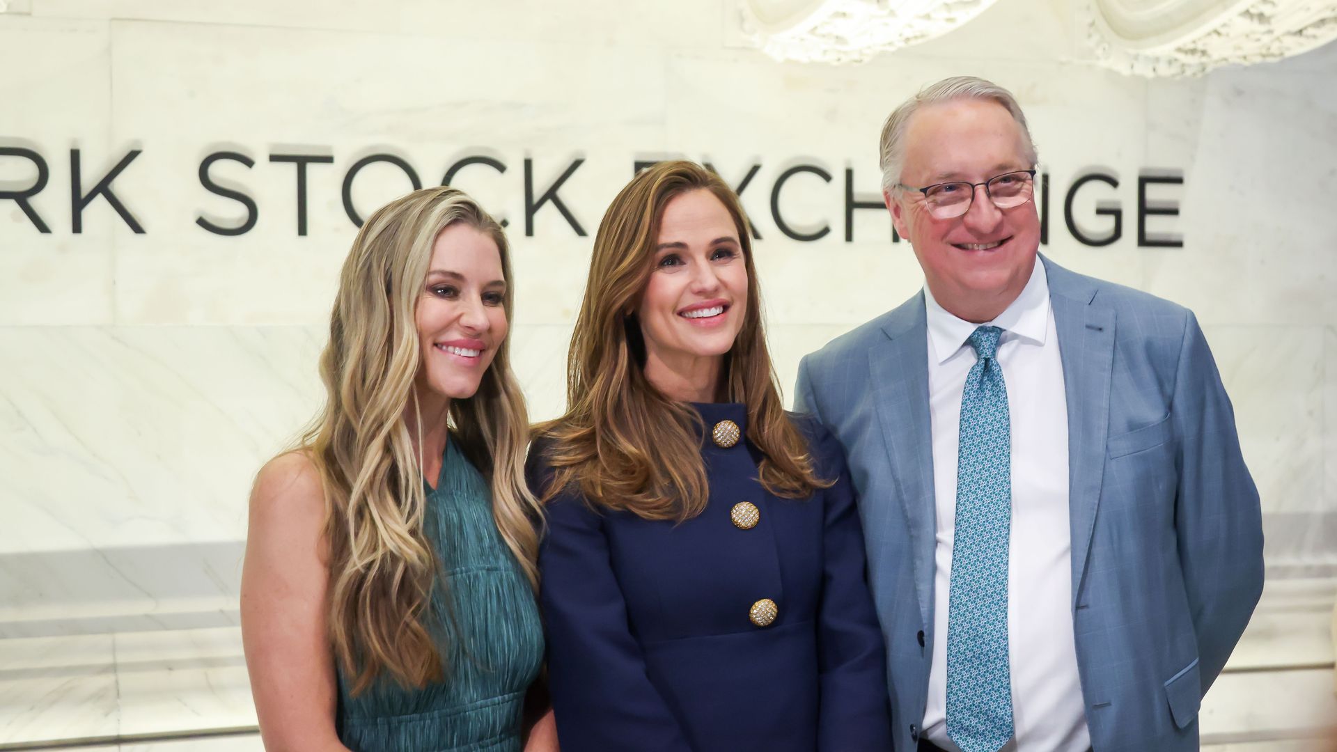Cassandra Curtis, co-founder of Once Upon a Farm, left, Jennifer Garner, co-founder of Once Upon a Farm, center, and John Foraker, co-founder and chief executive officer of Once Upon a Farm