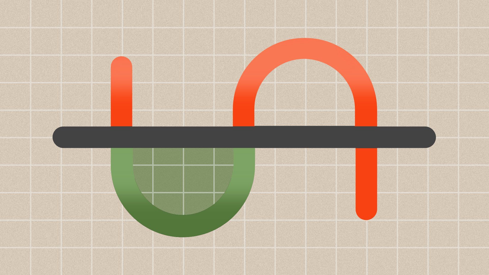 Illustration of a dollar sign on a chart, with the dip highlighted in green