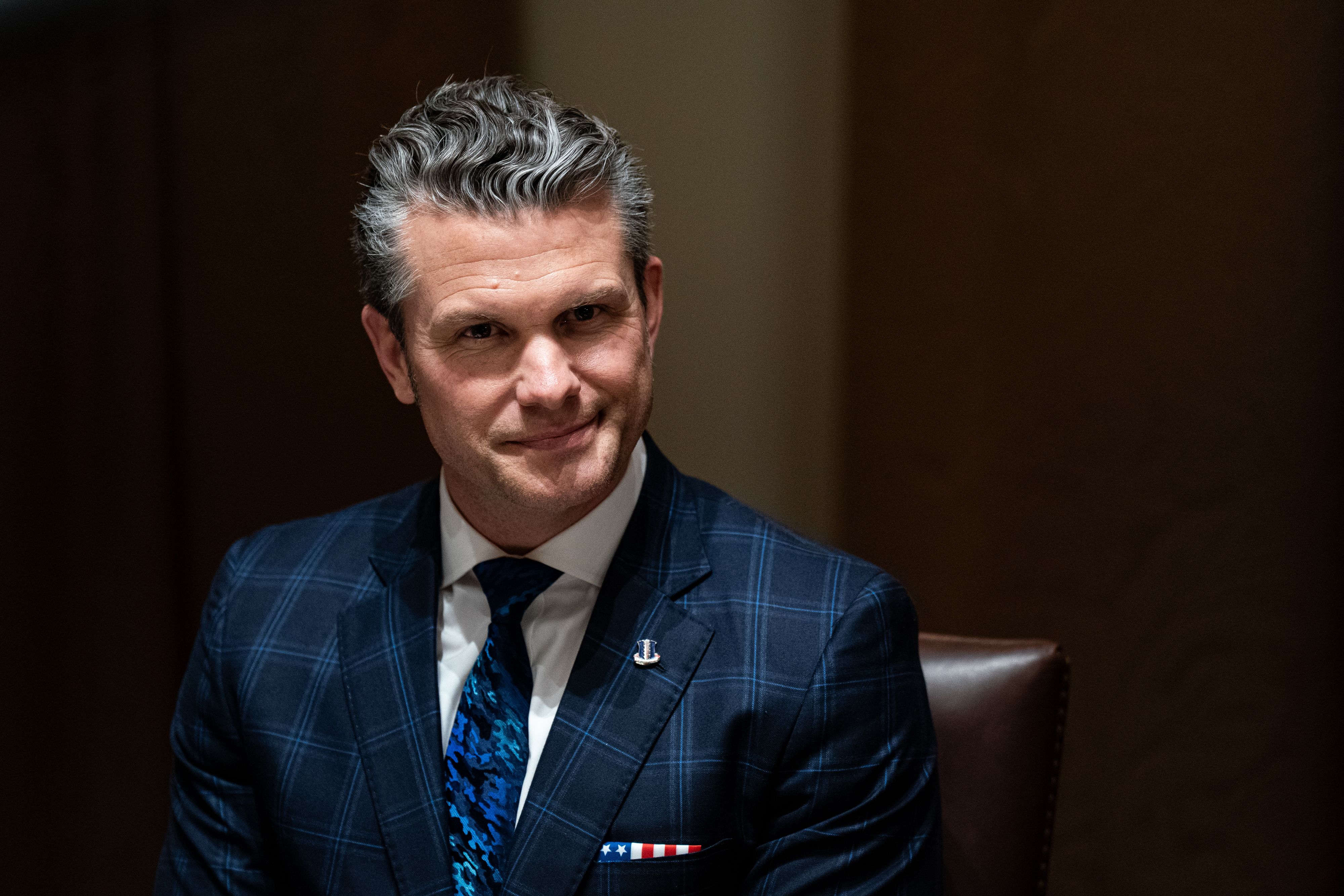 Secretary of Defense Pete Hegseth during a lunch with President Trump and Jonas Gahr Store, Norway's prime minister, on April 24. Photo: Al Drago/Bloomberg via Getty Images