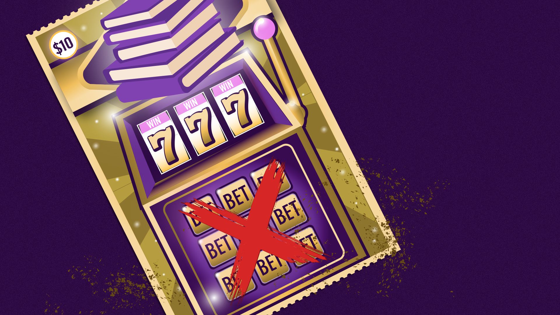 Illustration of a red X scratched off a lottery ticket.