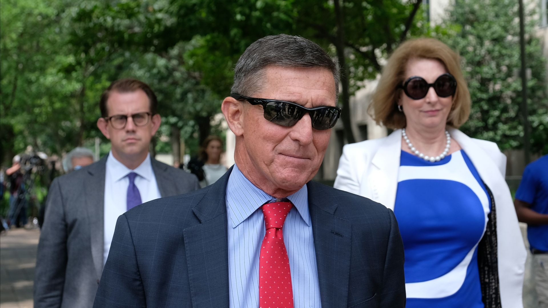 : President Donald Trump’s former National Security Adviser Michael Flynn leaves the E. Barrett Prettyman U.S. Courthouse on June 24, 2019 in Washington, DC.