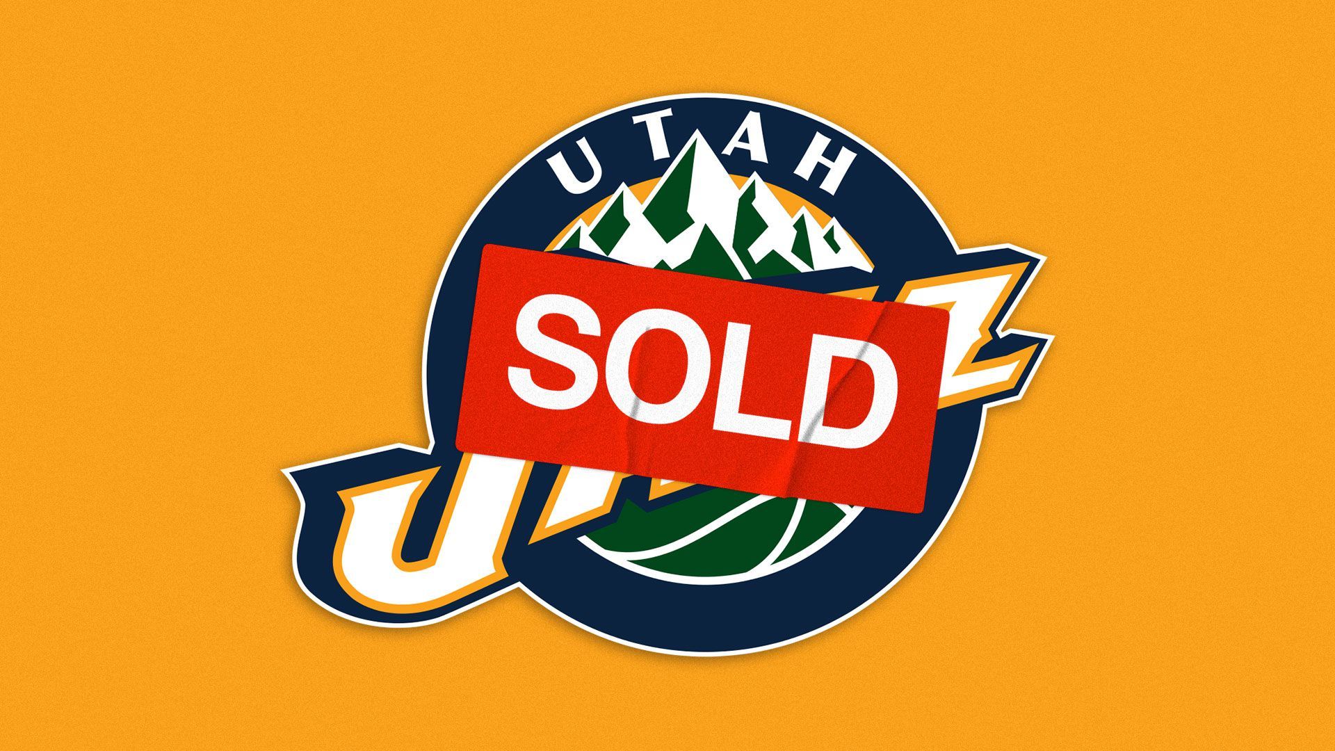 Illustration of Utah Jazz’s logo with a sold sticker on top