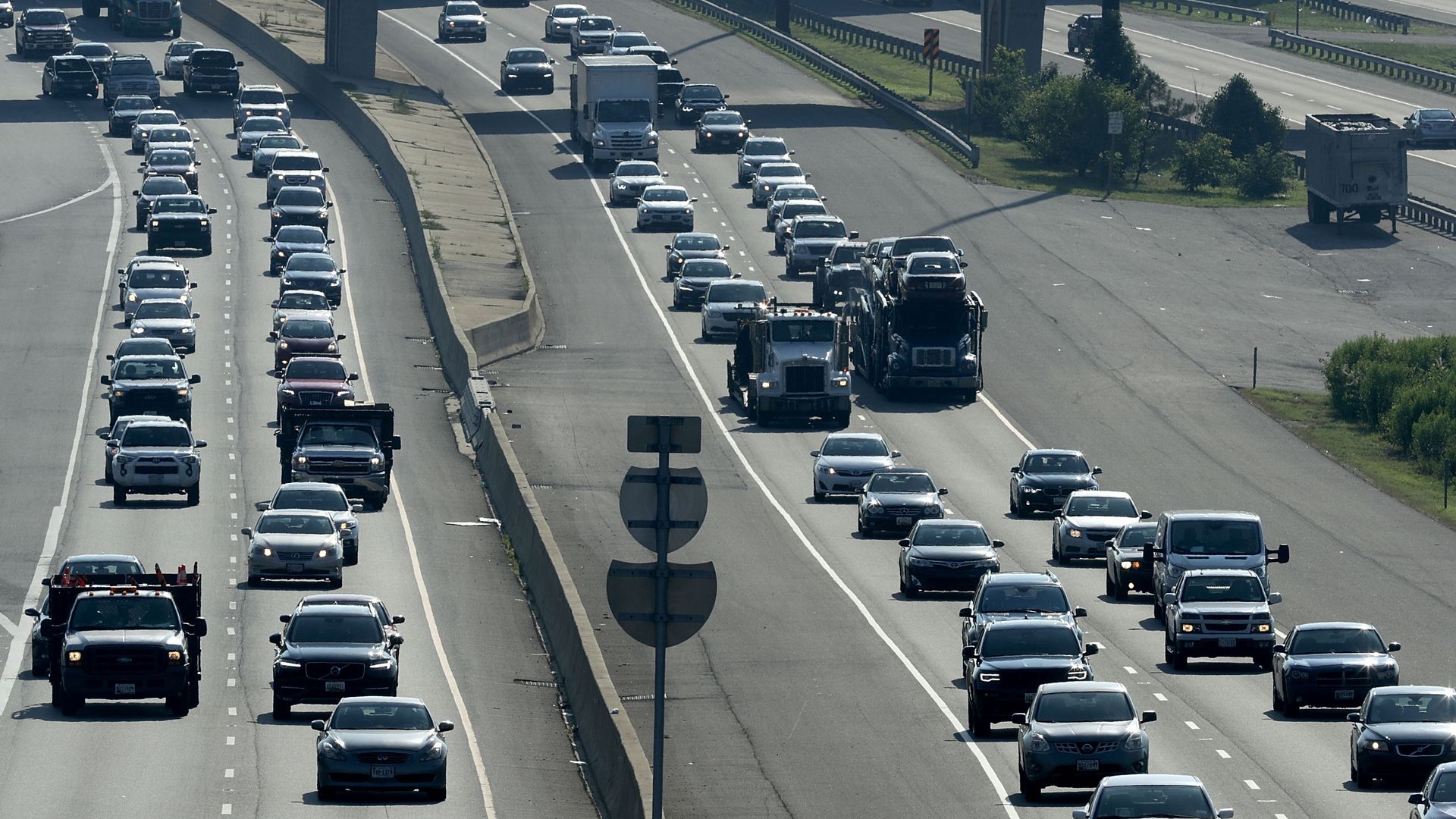 Congested cars on a highway