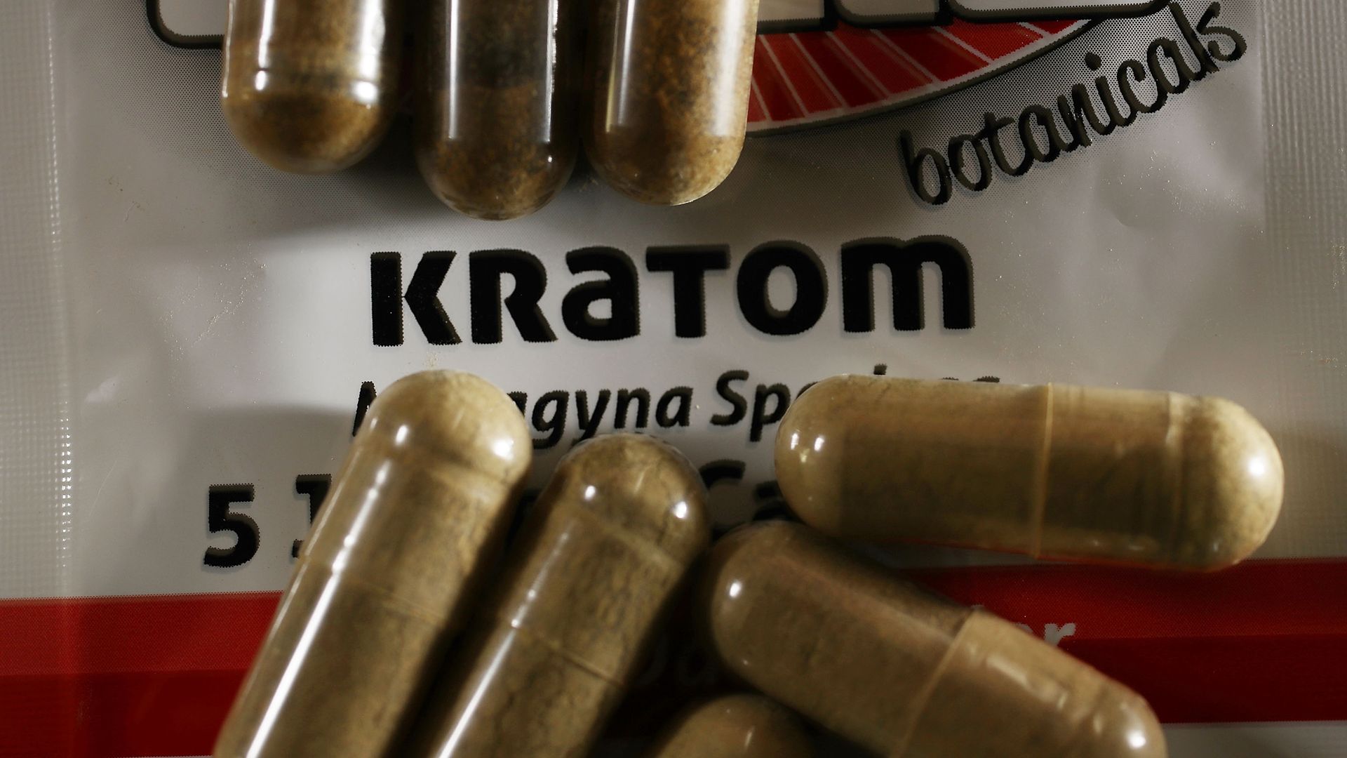 Image show pills of dried kratom.