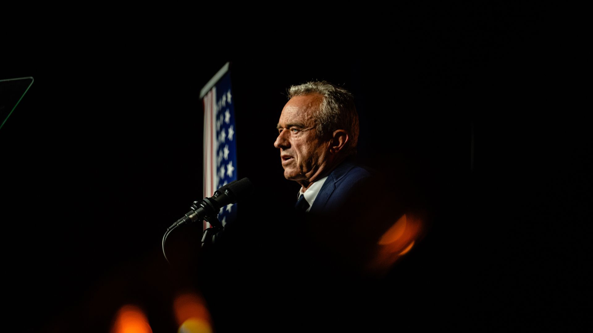 Robert F Kennedy Jr speaks at an event.