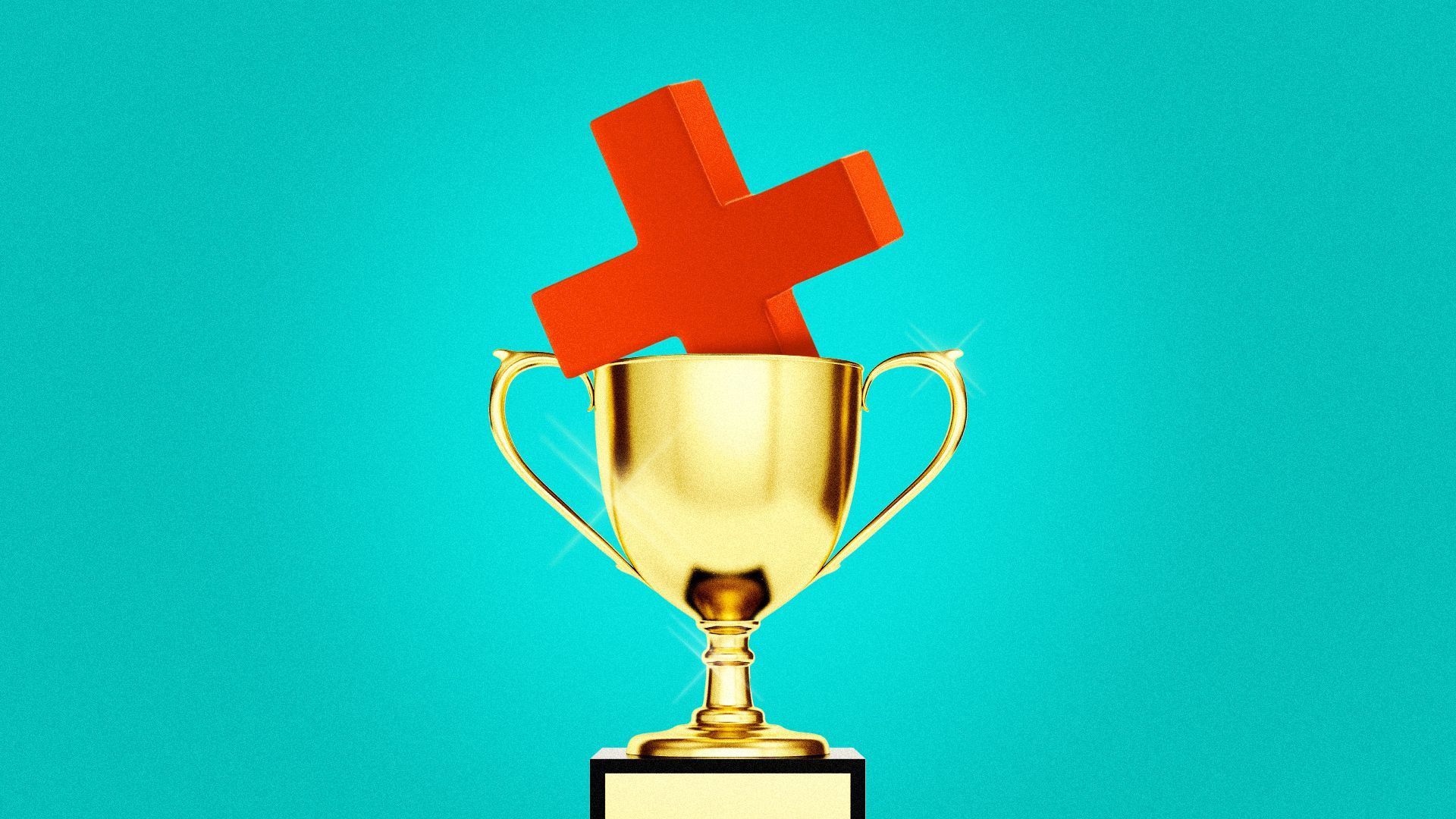 Illustration of a health plus in a trophy cup.