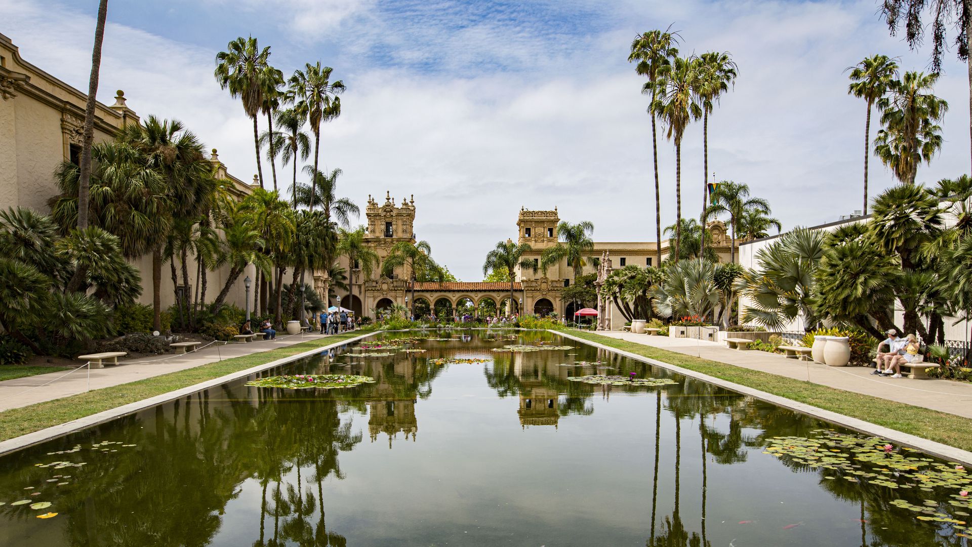 A view of a pond in Balboa Park in San Diego.