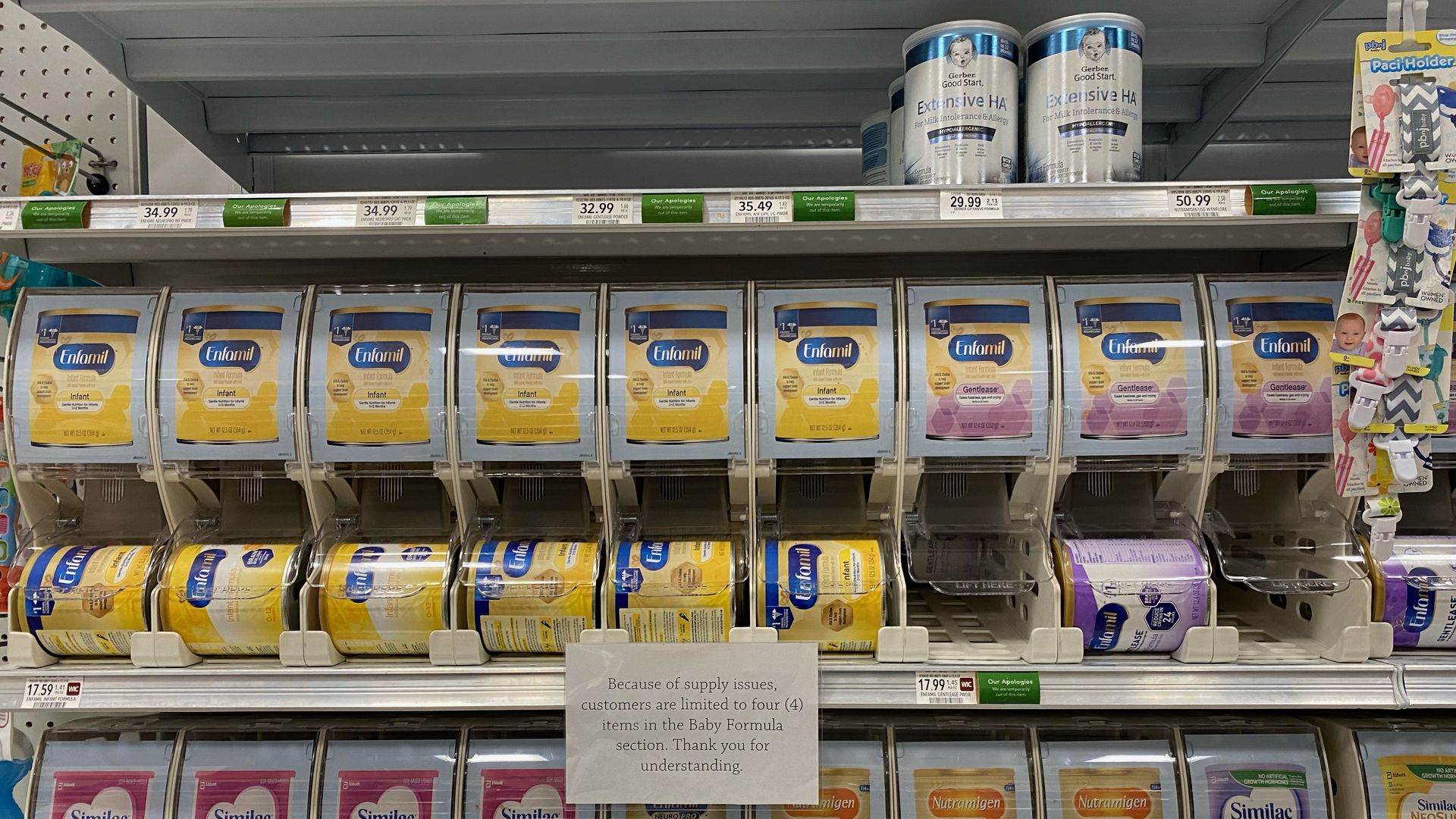 Shelves of baby formula in New York.