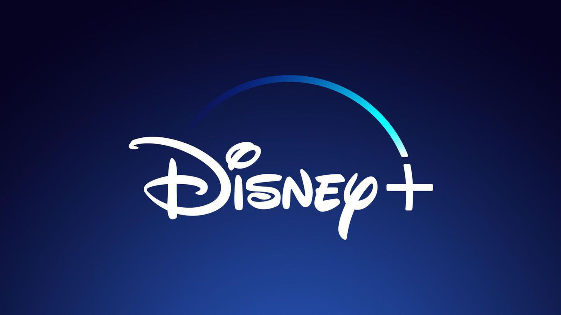 The Disney+ logo against a gradient blended blue background
