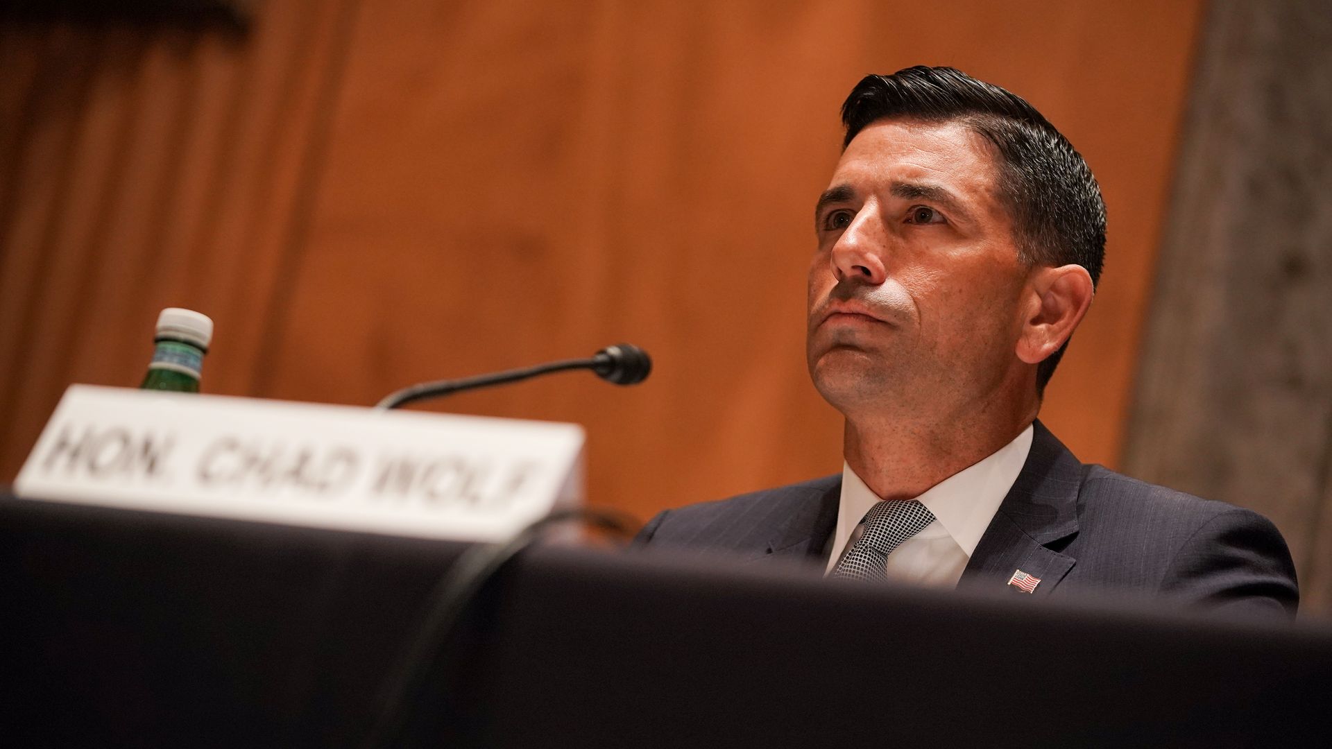 Photo of DHS acting secretary Chad Wolf at his confirmation hearing