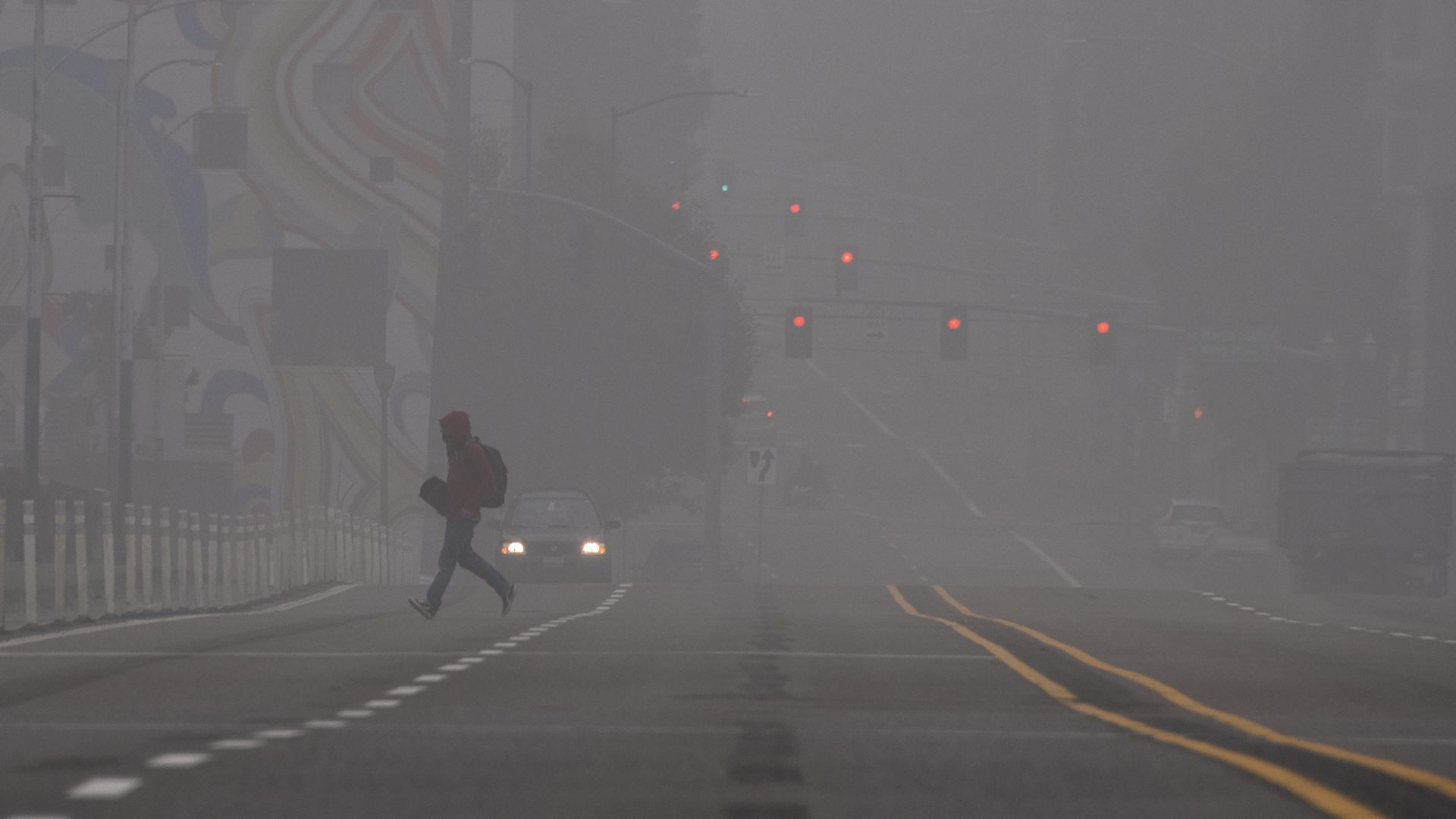 Downtown Portland, Oregon, where air quality due to smoke from wildfires was measured to be among the worst in the world, on Monday. 
