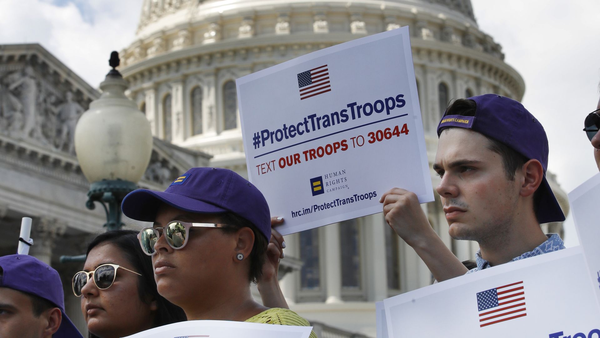 People protest Trump's transgender military ban at the Capitol