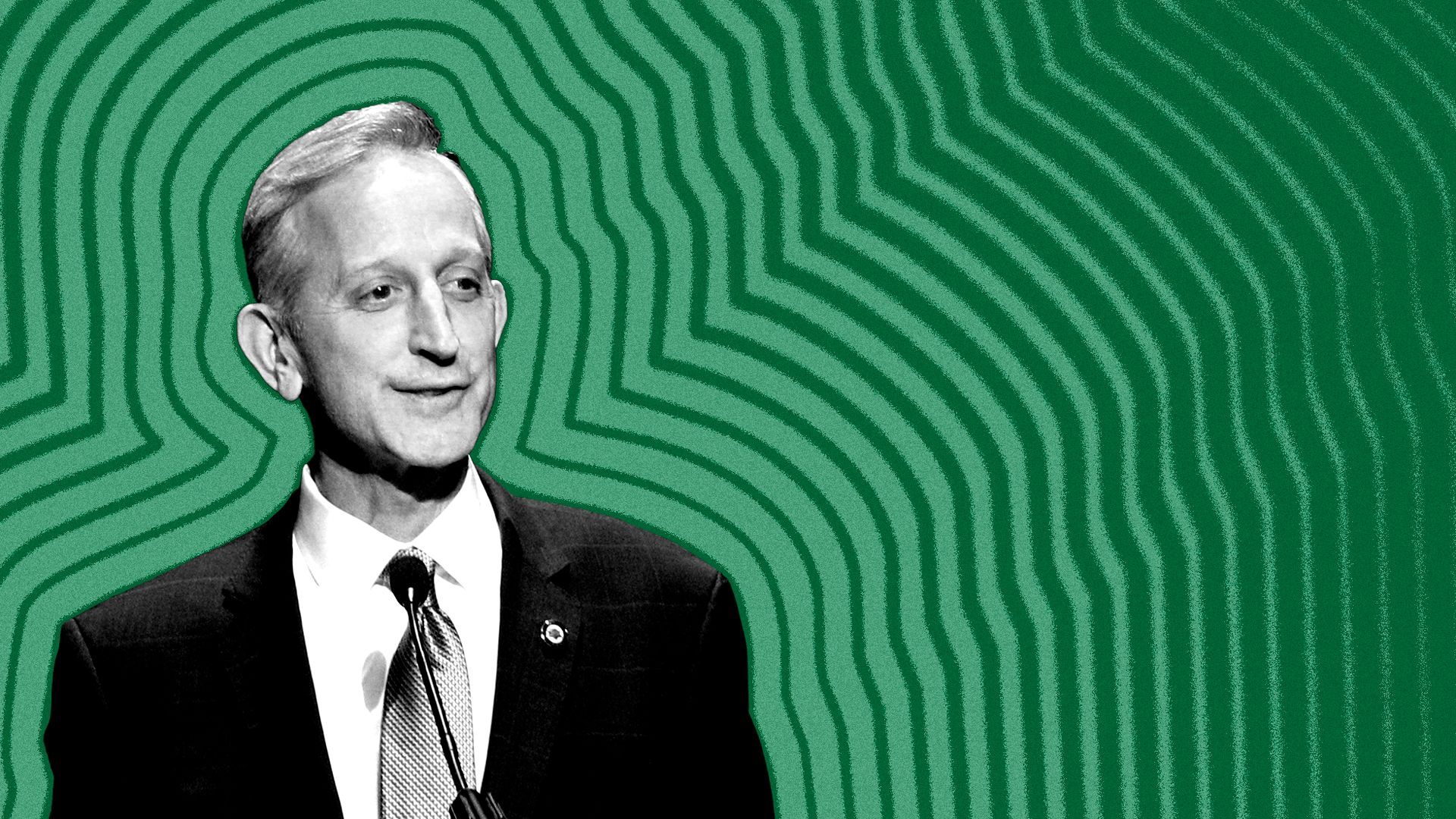 Photo illustration of Keith Wilson with lines radiating from him.