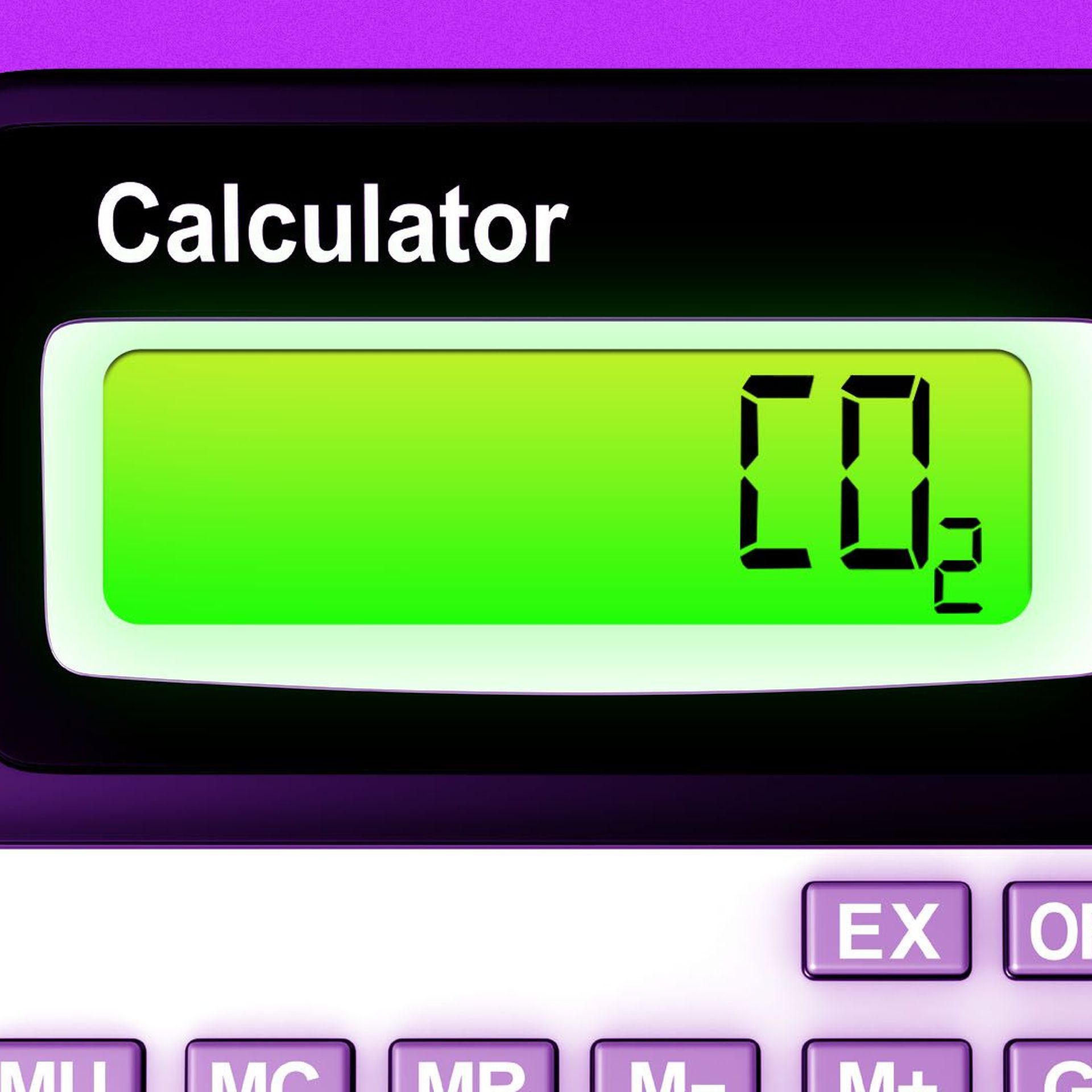 Illustration of a calculator that reads CO2