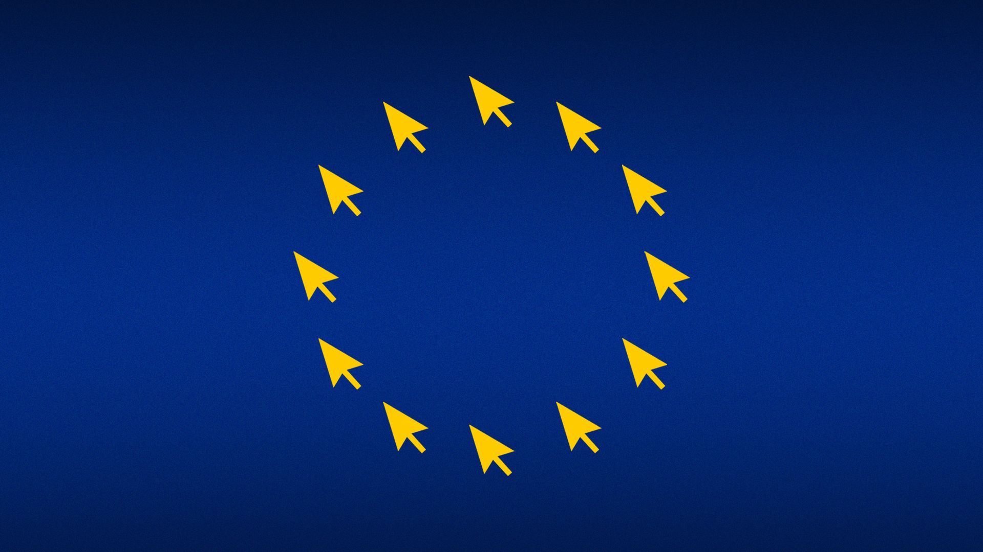 Illustration of the EU flag with cursor arrows in place of stars.