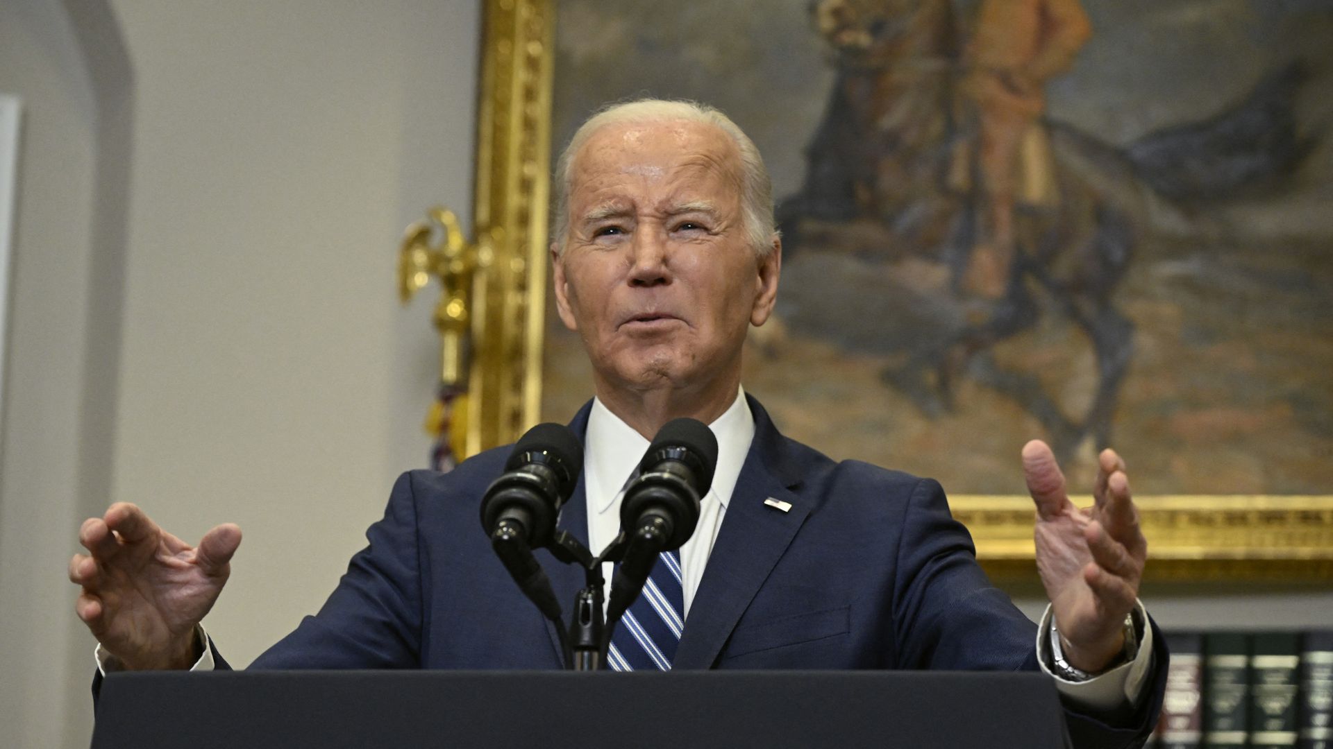 President Biden speaking in the White House on Feb. 16.